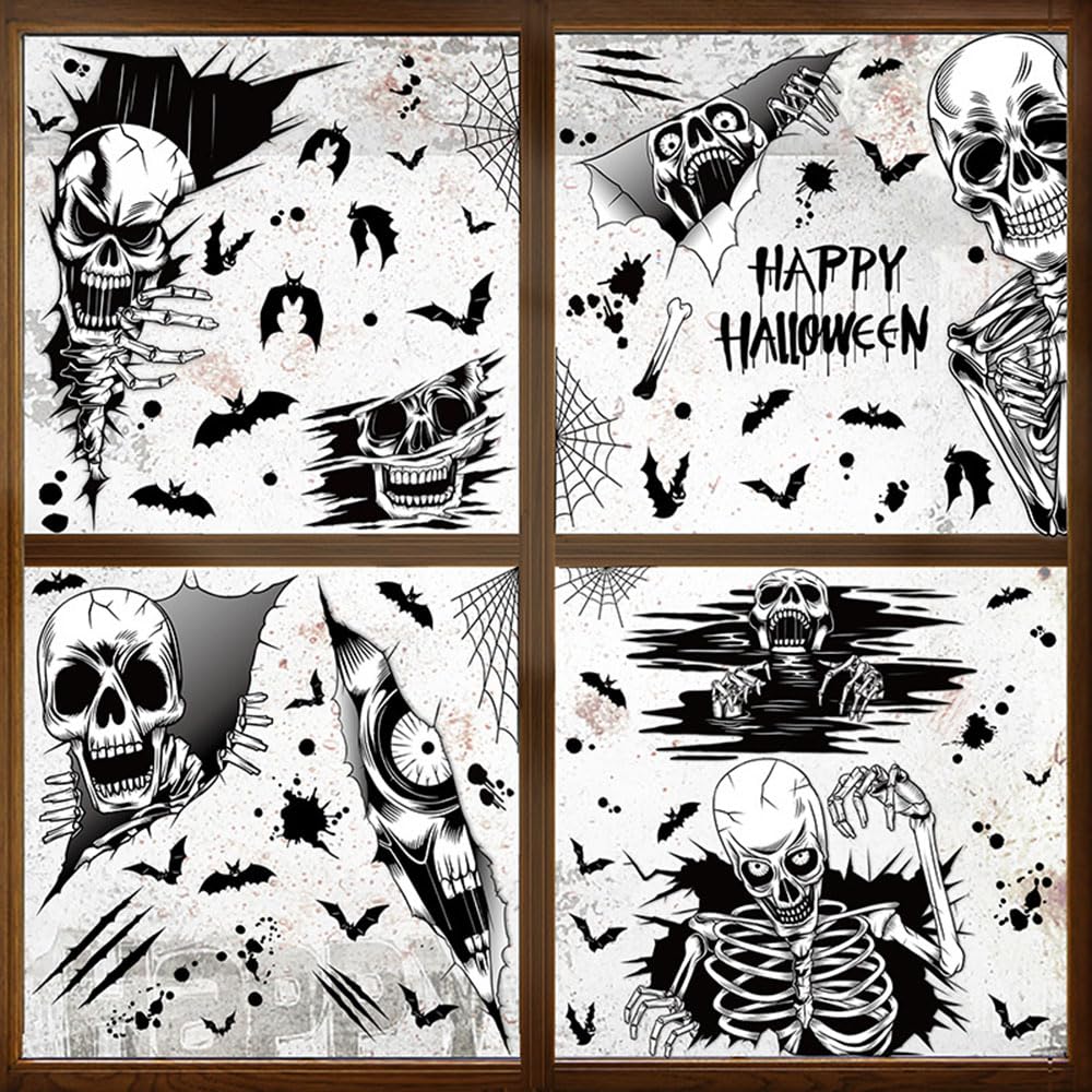 Squelette Stickers Halloween Fenetre Deco, RéUtilisable