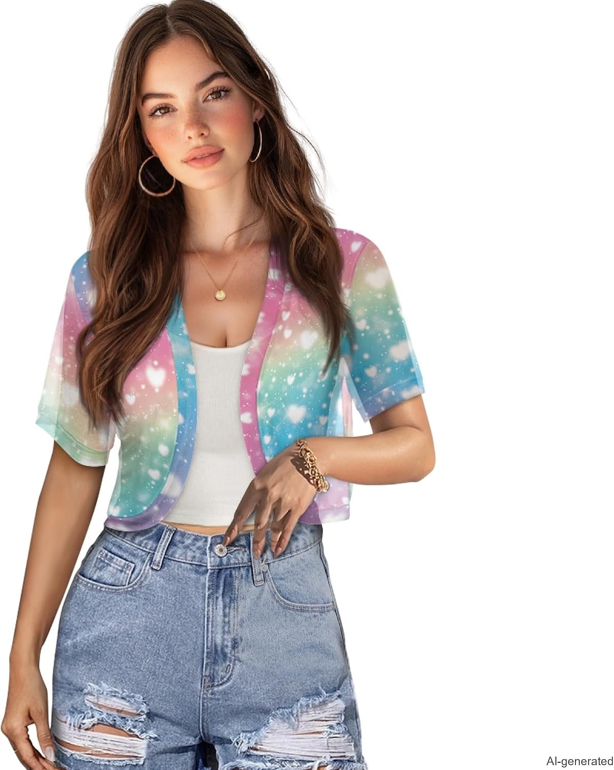Forchrinse Women's Short Sleeve Cardigan Lightweight Open Front Bolero Shrugs Summer Sheer Cropped Cardigans