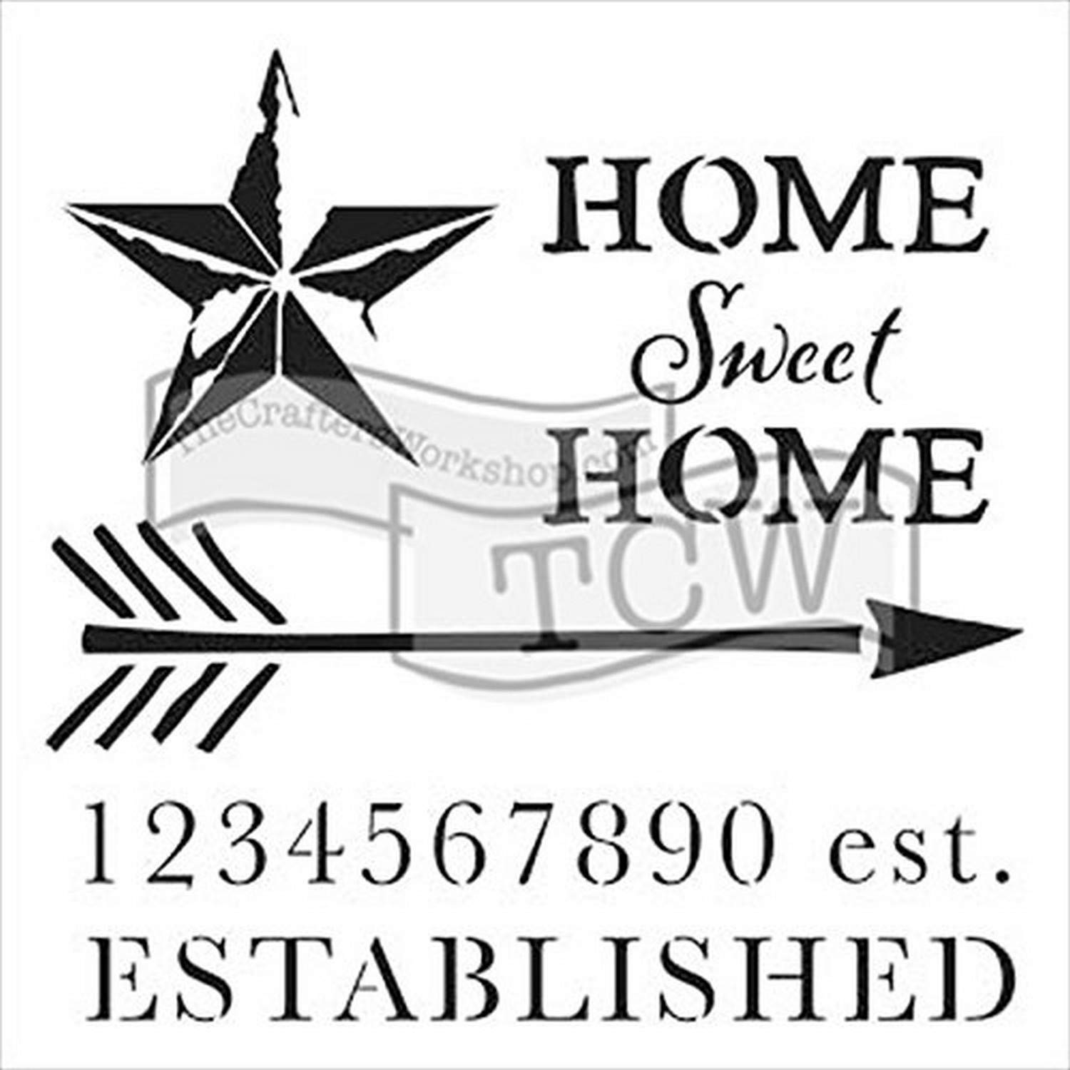 The Crafter's Workshop Transparent Home Sweet Stencil, Synthetic Material, 18 X 16 X 0.1 Cm