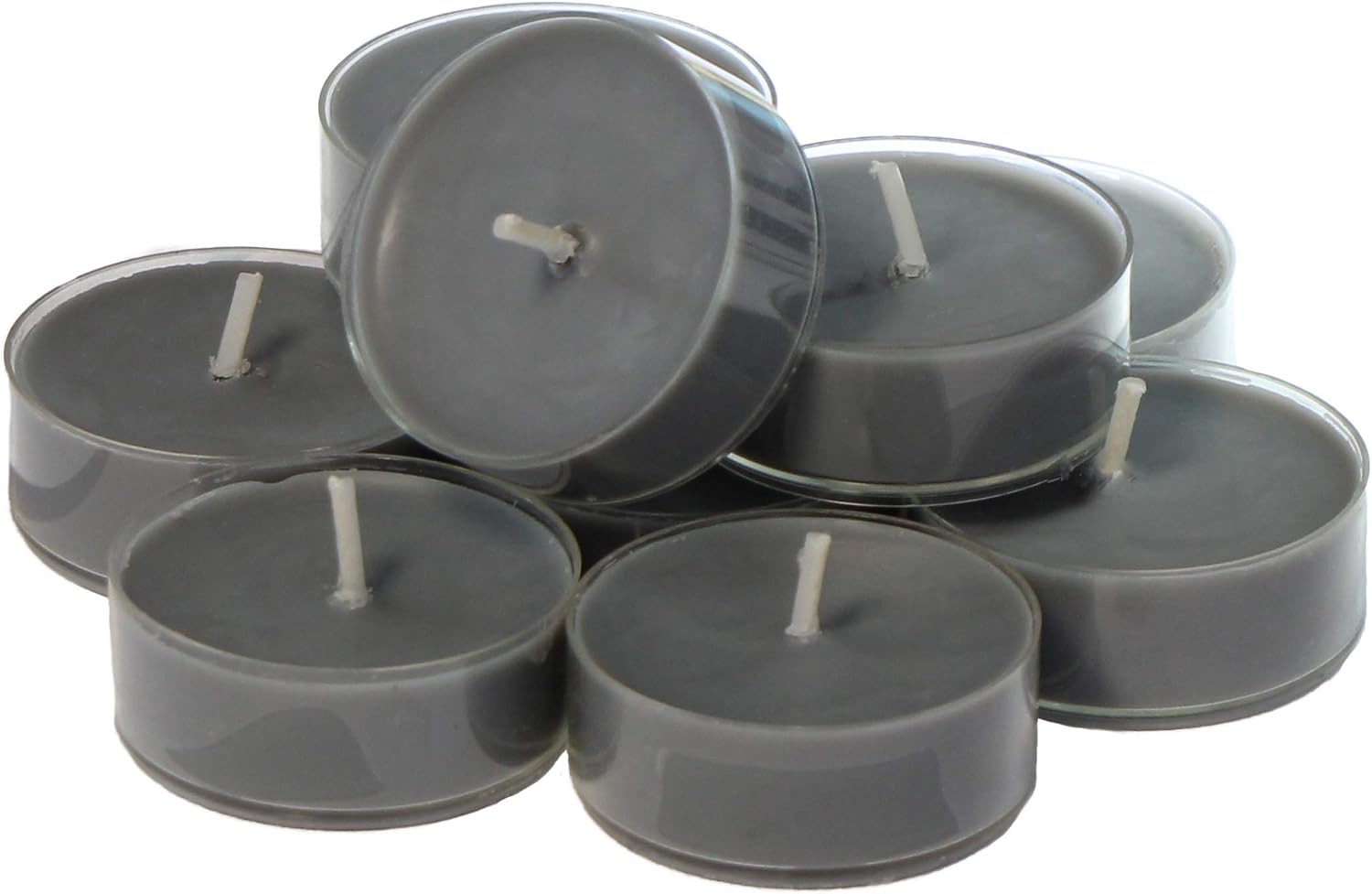 CandleNScent Grey Scented Tea Light Candles - Suede & Amber Fragrance - Made in USA - Pack of 12