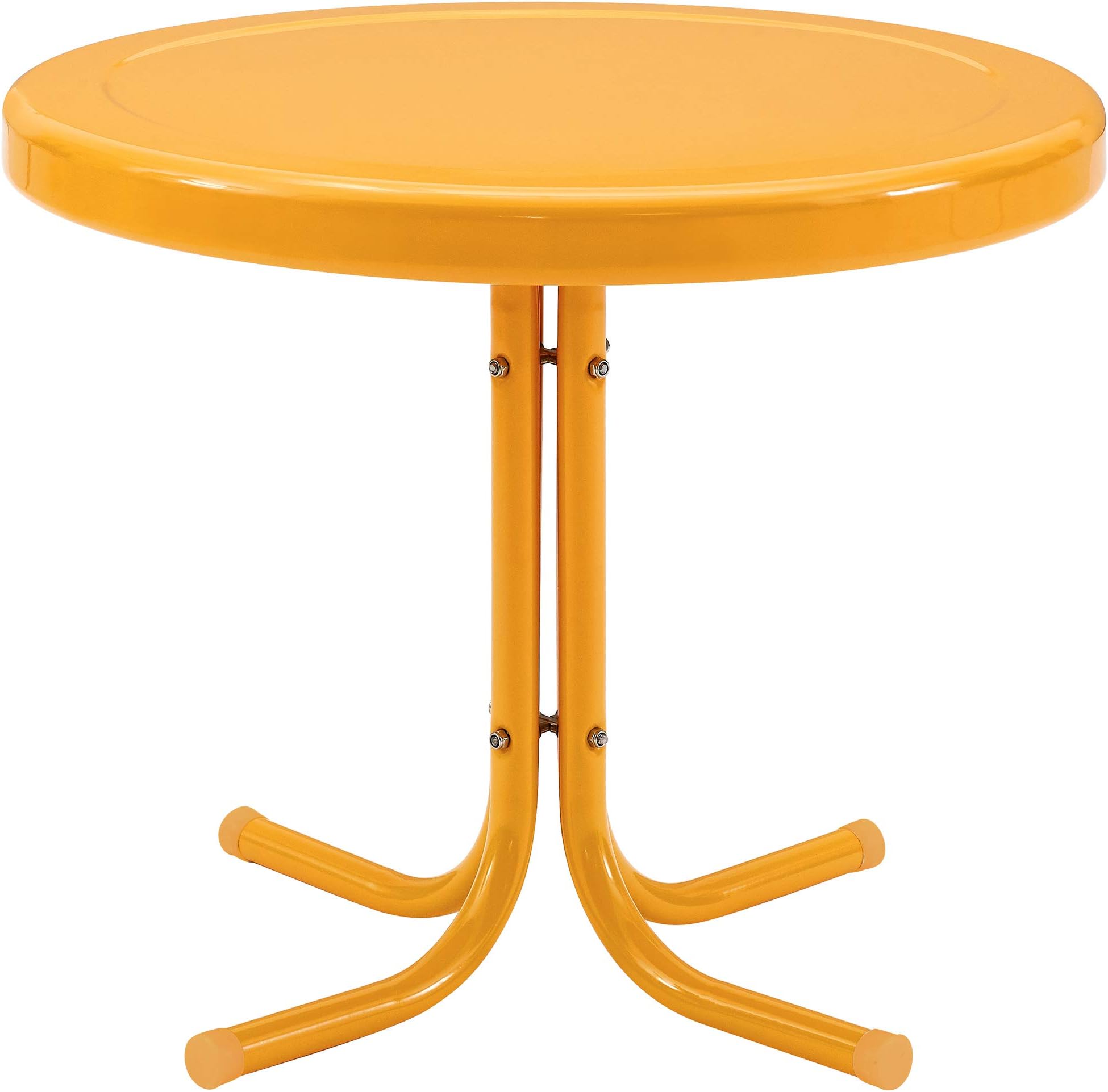 Griffith Weather Resistant Retro Metal Outdoor Side Table for Patio, Deck, Porch, Tangerine
