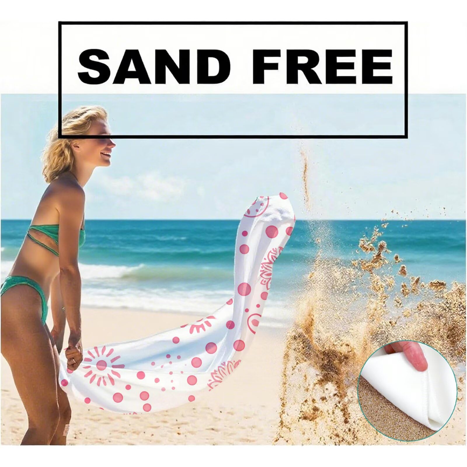 Serviette de Plage XXL 100x200 cm,Rose Serviette Plage Microfibre avec Séchage Rapide, Anti-Sable, Absorbante Fonction Design pour Vacances Piscine Pique-Nique Voyages Yoga, Cadeau Femme Q-659