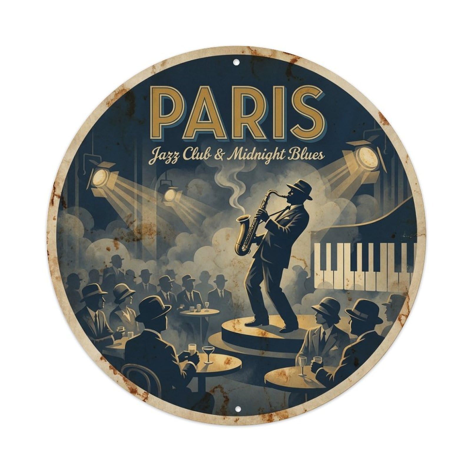 Olhnbad Style Jazz Club Midnight Stage Paris Culture Travel Metal Tin Sign
