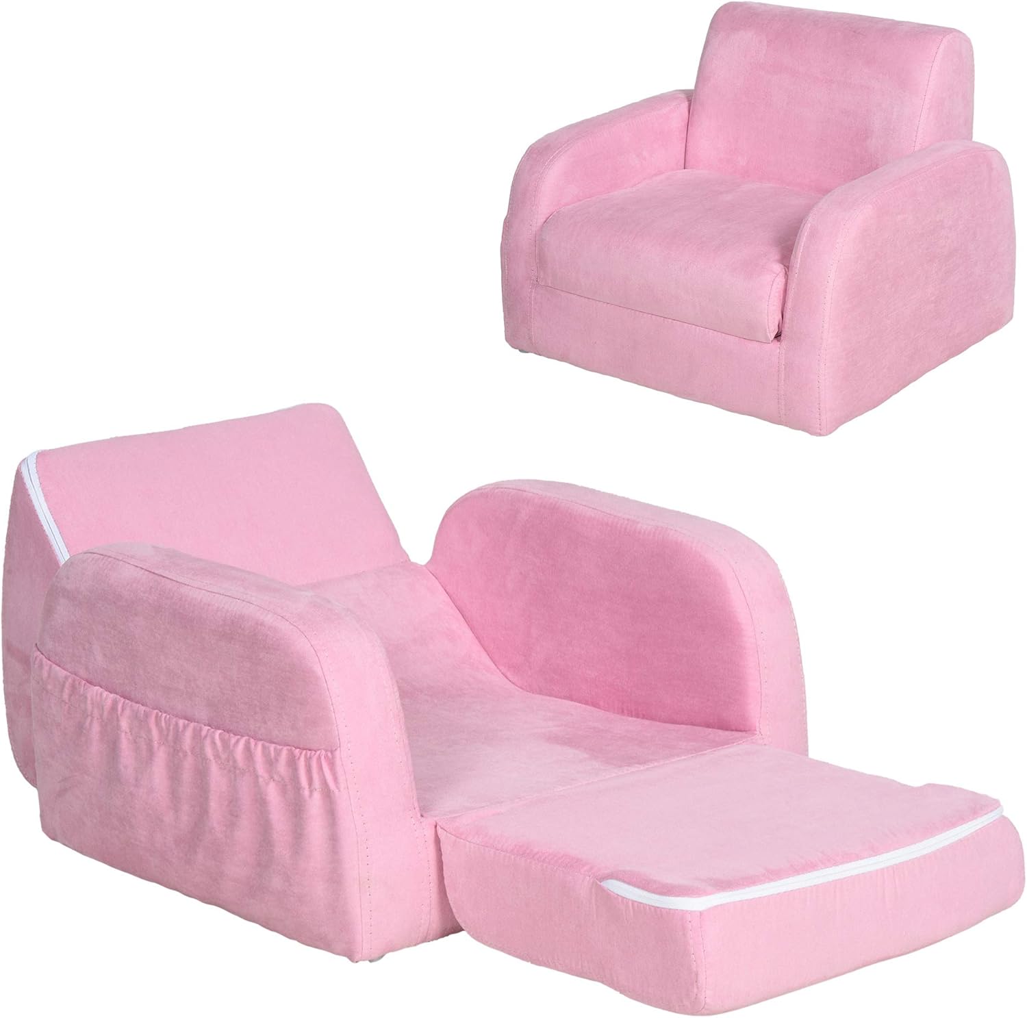 Homcom 2 In 1 Kids Children Sofa Chair Bed Folding Couch Soft Flannel Foam Toddler Furniture For Playroom Bedroom Living Room Pink Amazoncouk Home Kitchen