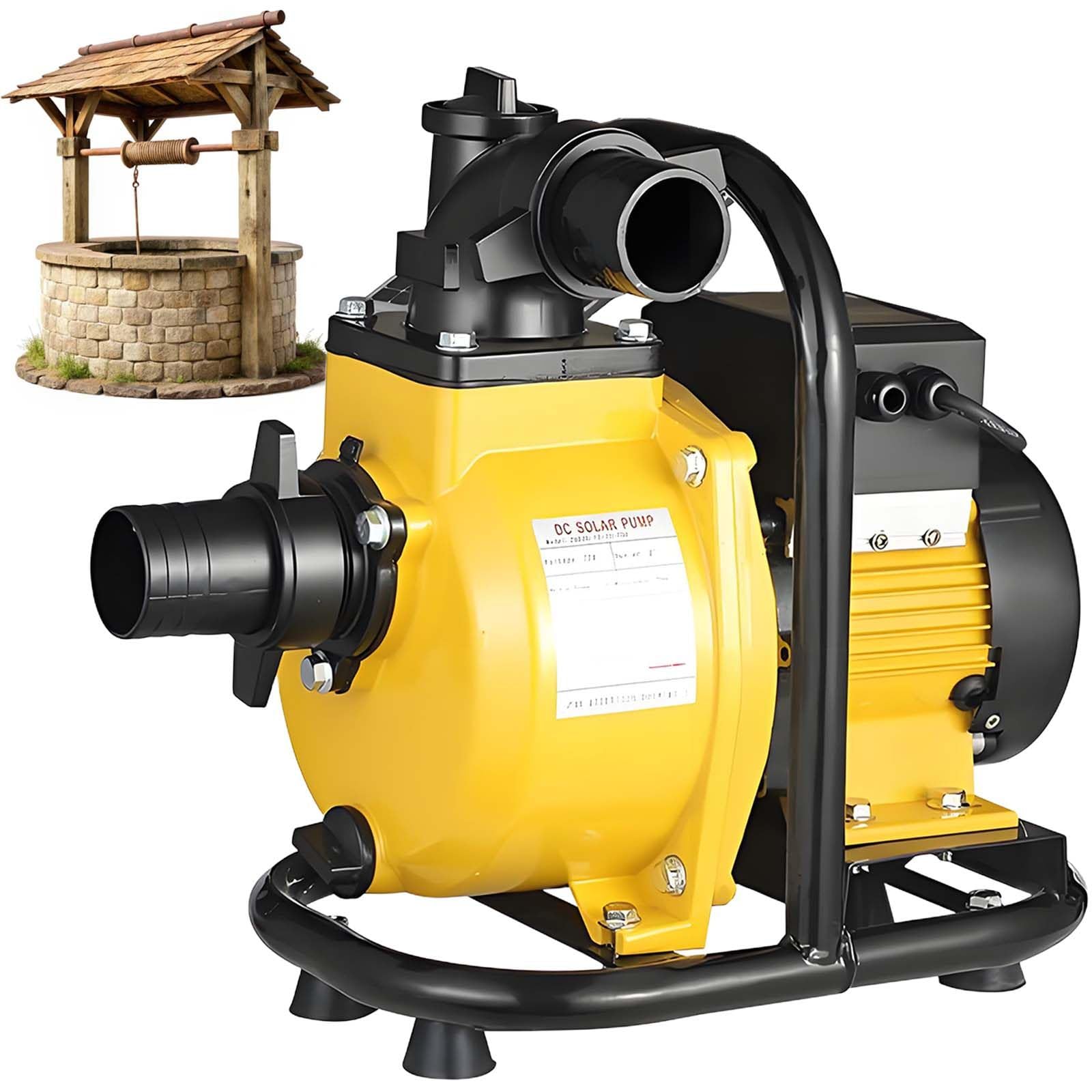 Bomba solar para pozo profundo, 48 V 72 V CC, flujo de 6 m³/h, cabezal de 98 pies, para riego de ganado y llenado de tanques, 800 W