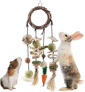 ERKOON Kaninchen Spielzeug, Rabbit Toy Kaninchenspielzeug Beschäftigung,Hasen zubehör Käfig Hängende Kauspielzeug, Hamster, Meerschweinchen product image