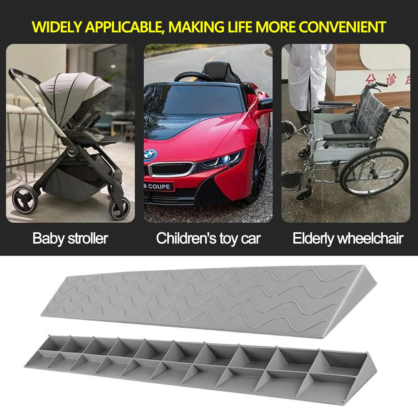 Portátiles Rampas para Silla de Ruedas, Rampa de Umbral para Sillas de Ruedas con Superficie Antideslizante para Robot Barredor, Sillas de Ruedas, Bicicletas, Scooters(1cm/0.3in)