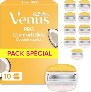 Gillette Venus Lames de Rasoir Femme, pack de 10 Rechanges Pro ComfortGlide, épilateur Rasage