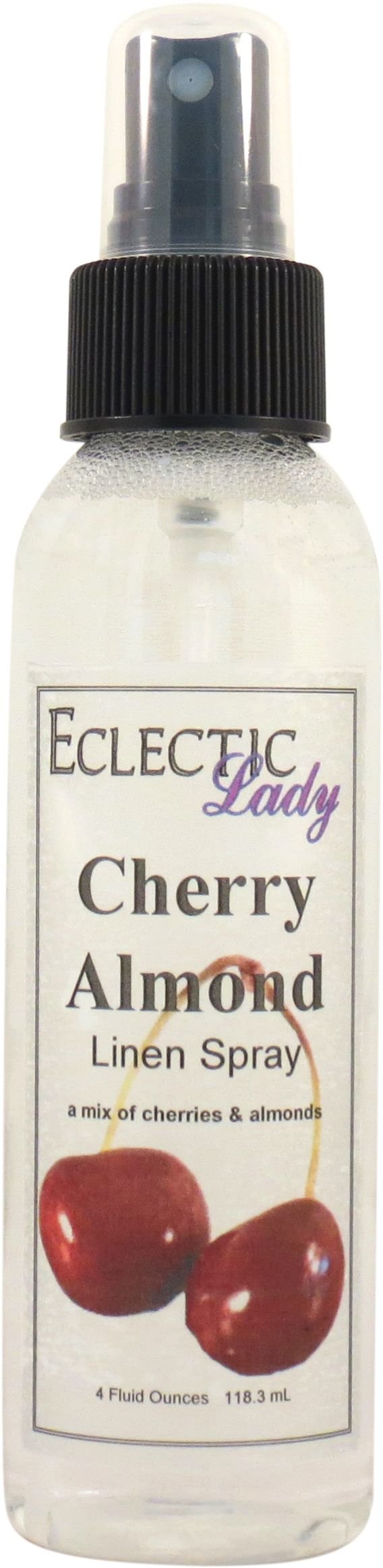 Cherry Almond Linen Spray, 2 ounces - Eclectic Lady Sheet and Linen Spray - No Artificial Colors, Parabens, or Preservatives - Long-Lasting Scent for Bed, Fabric & Pillow