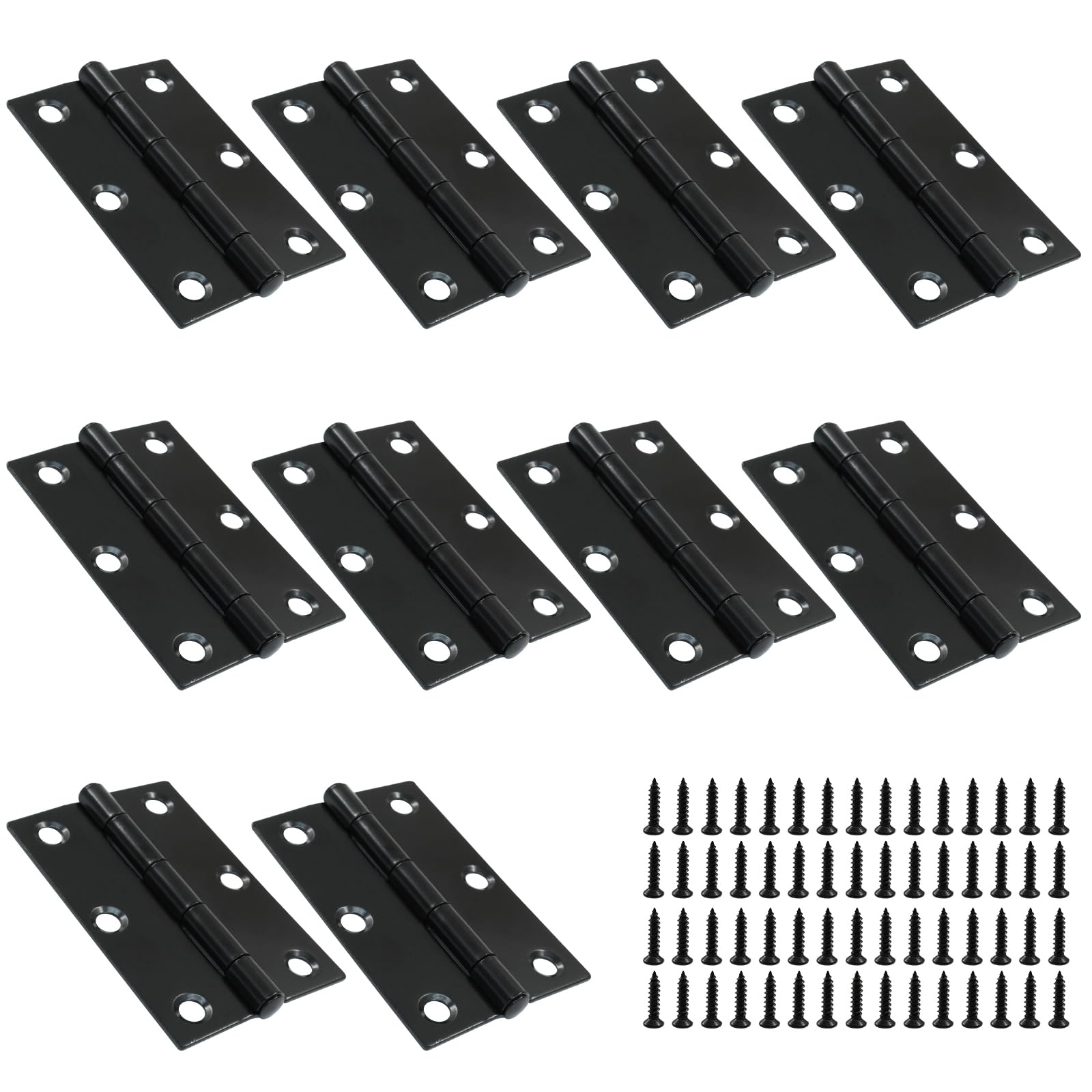 Charnières de quincaillerie pour portes et fenêtres en lot de 10 ferrures noires