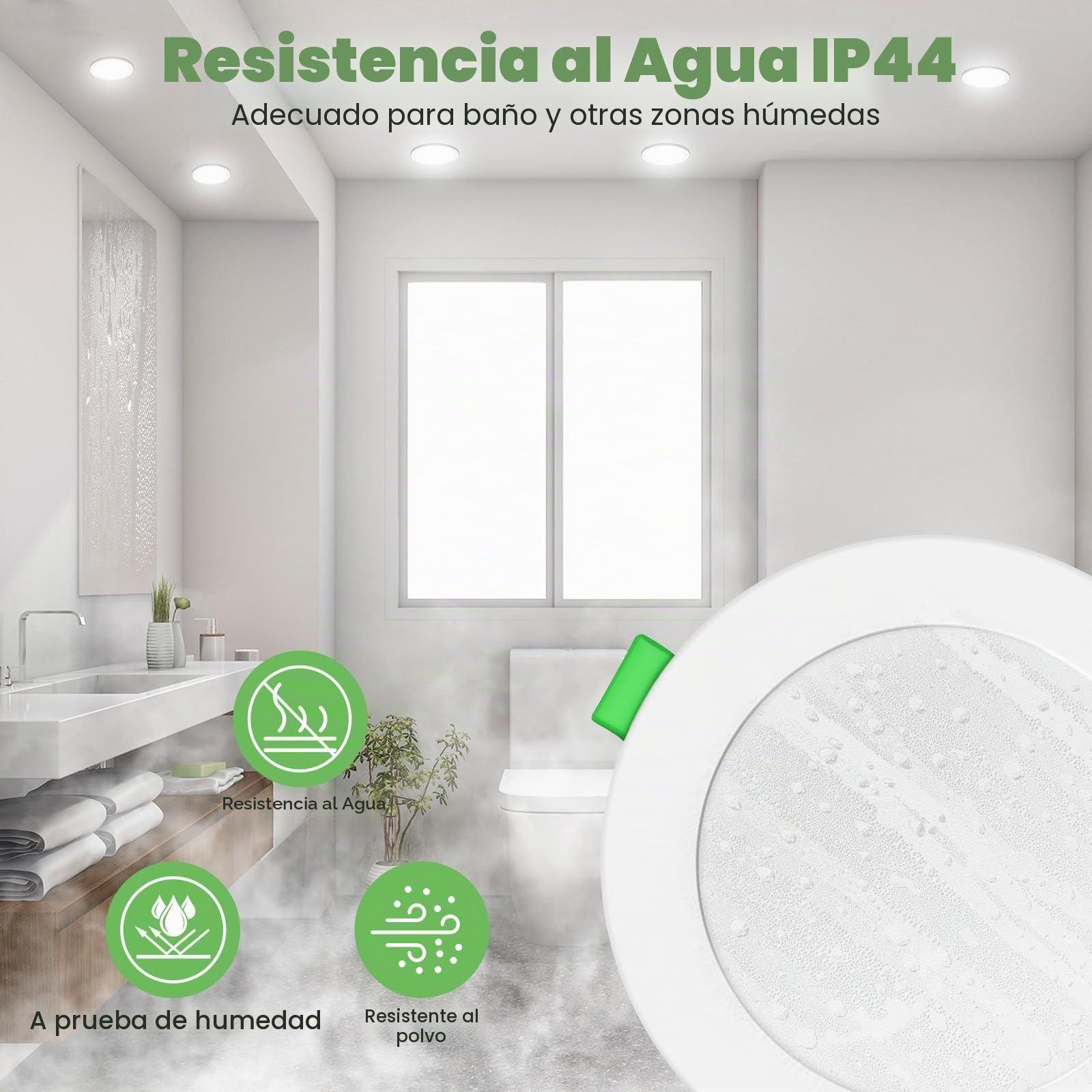 ALUSSO Downlight LED Techo Empotrable Regulable, 8W 850LM IP44 Focos LED Interior Techo Empotrado 3000K 4000K 6500K Ajustable, Corte 75-85mm, 6 Pack