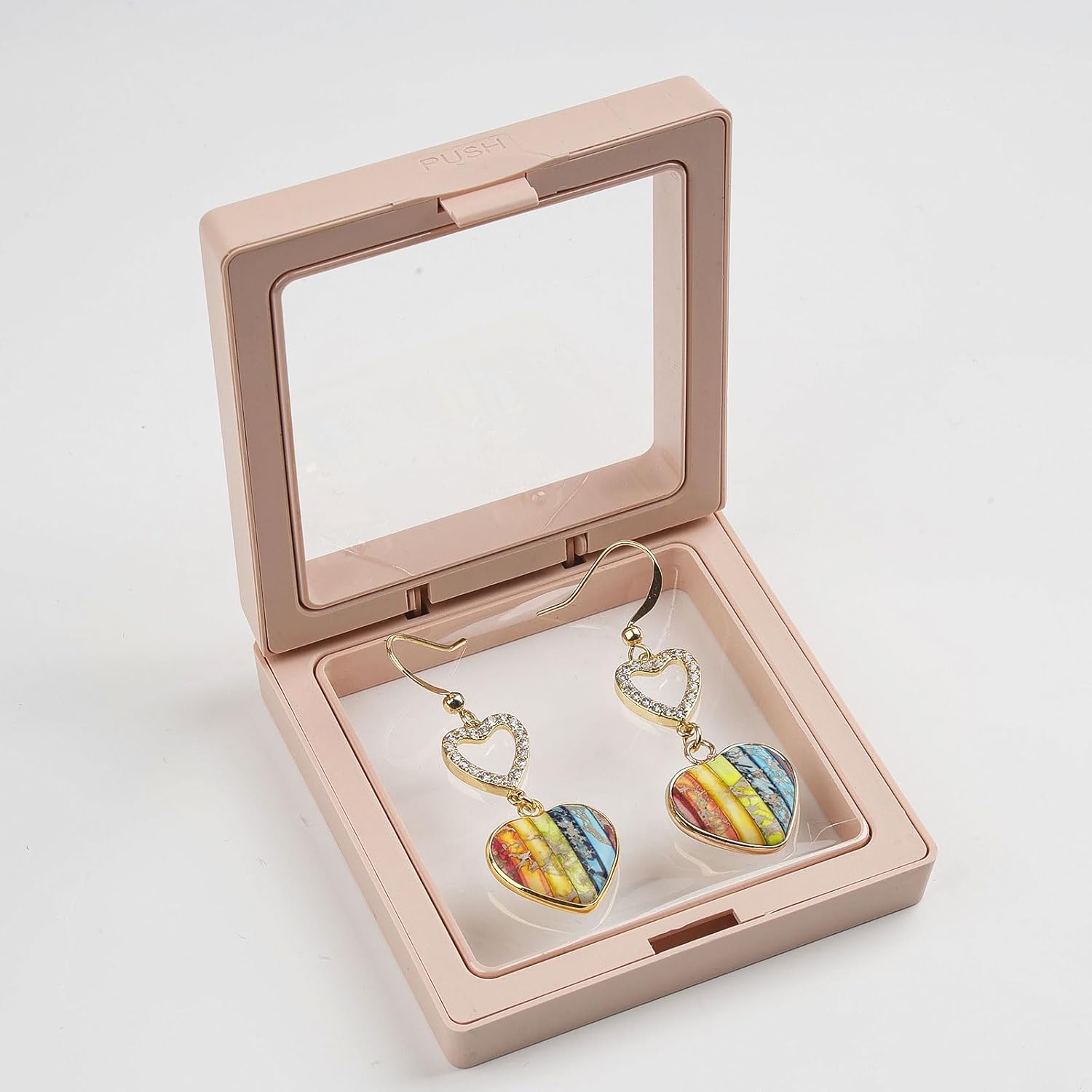 Heart Jasper Dangle Earrings for Women Boho - Natural Stone Earrings, Sparkling Cubic Zirconia Heart Design, Homemade Dainty and Fashion Drop Dangle Earring for Women Gifts - Image 8