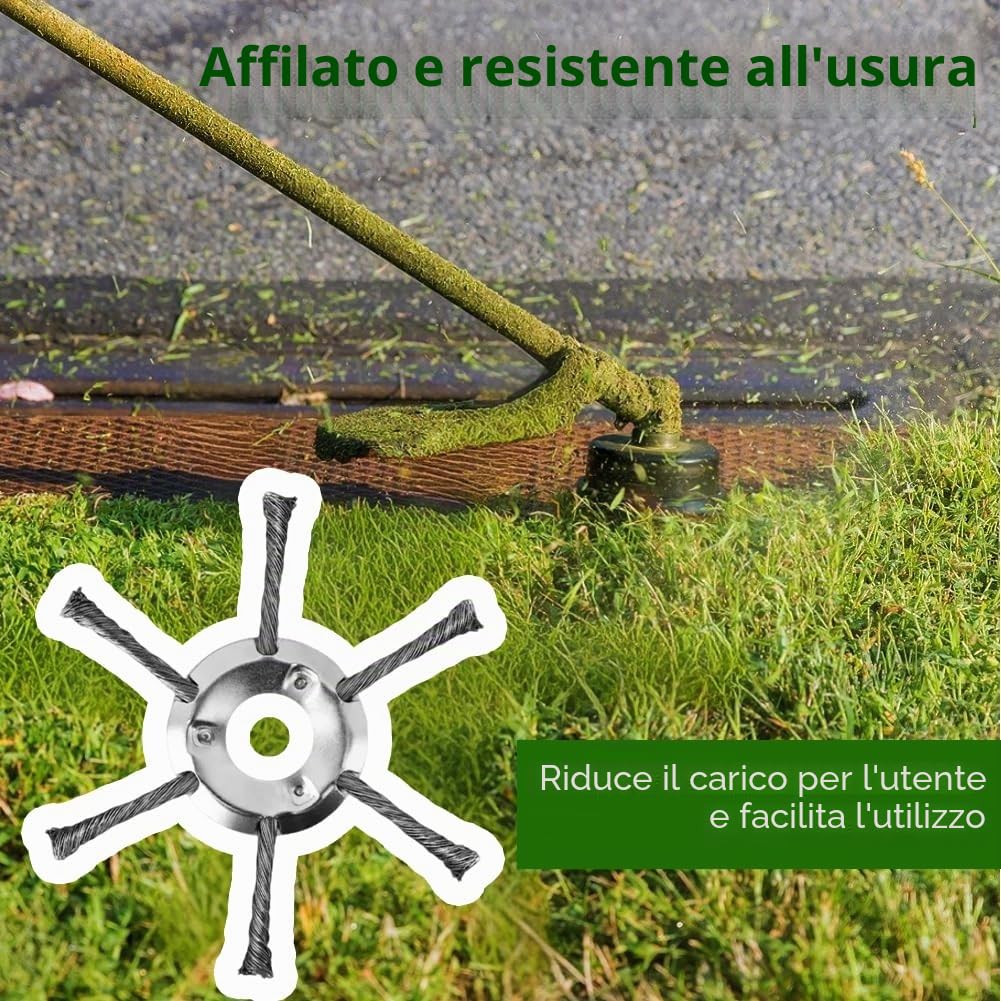Testa decespugliatore in filo di acciaio per erba, erbacce – Testa mangiatore di erbacce da 20,3 cm con mandrino da 25,4 mm, lama in acciaio al carbonio resistente