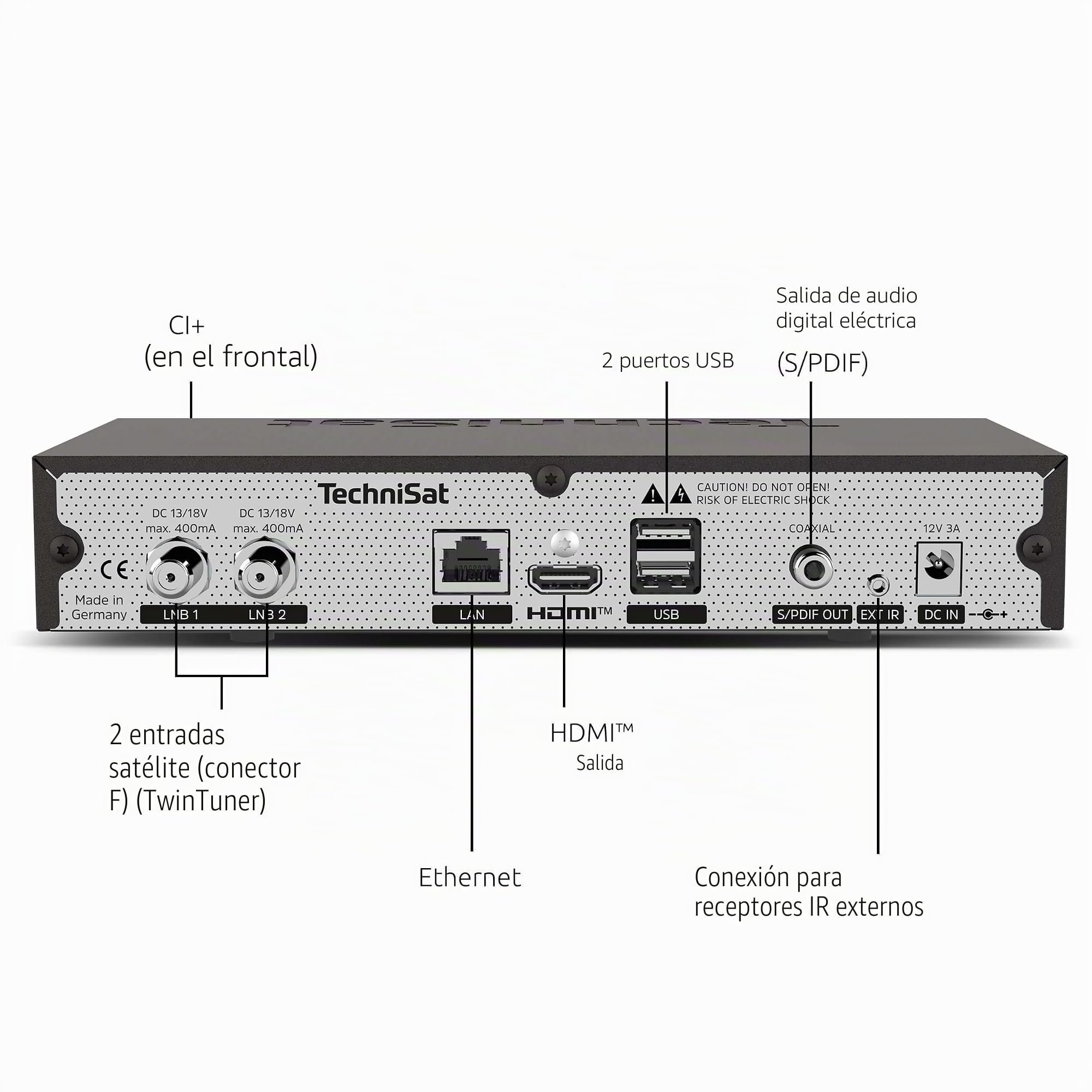 TechniSat Digit ISIO S4 - Receptor satélite Twin con Pantalla alfanumérica (HDTV Twin-Tuner, DVB-S2, función de grabación PVR vía USB o en Red, HbbTV, Ci+, HDMI) Negro