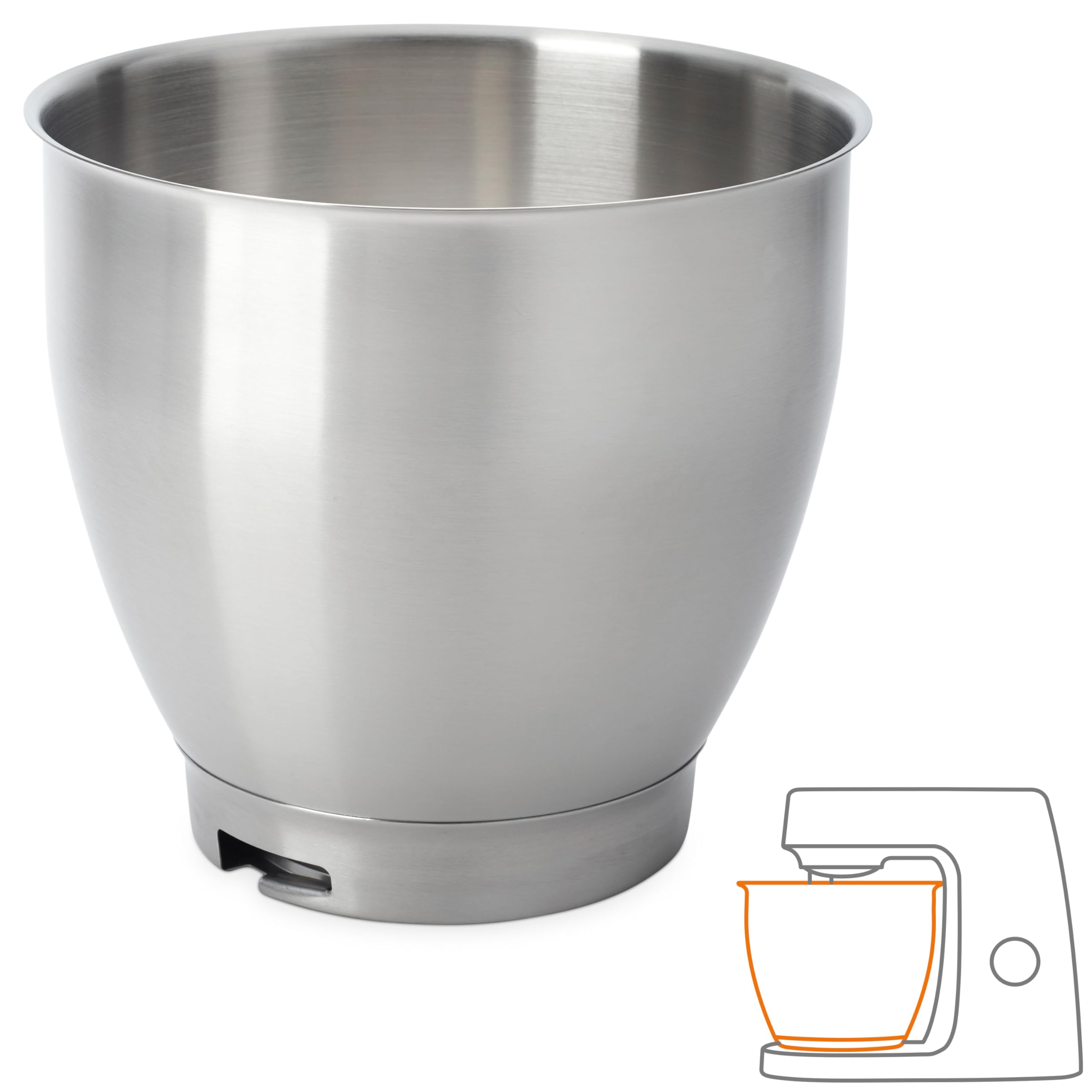 Kenwood Mixing Bowl, Stainless Steel Bowl Chef Elite Food Processor Accessories 6,7 Liter Silver