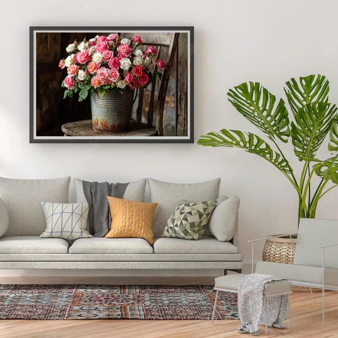 Générique 5D Flower Painting Diament Malarstwo Zestaw, DIY Fabryka Diament Kompletne zestawy, Diamentowe zestawy artystyczne dla dorosłych Początkujących, Square Diamond Rhinestone Ścieg krzyżykowy