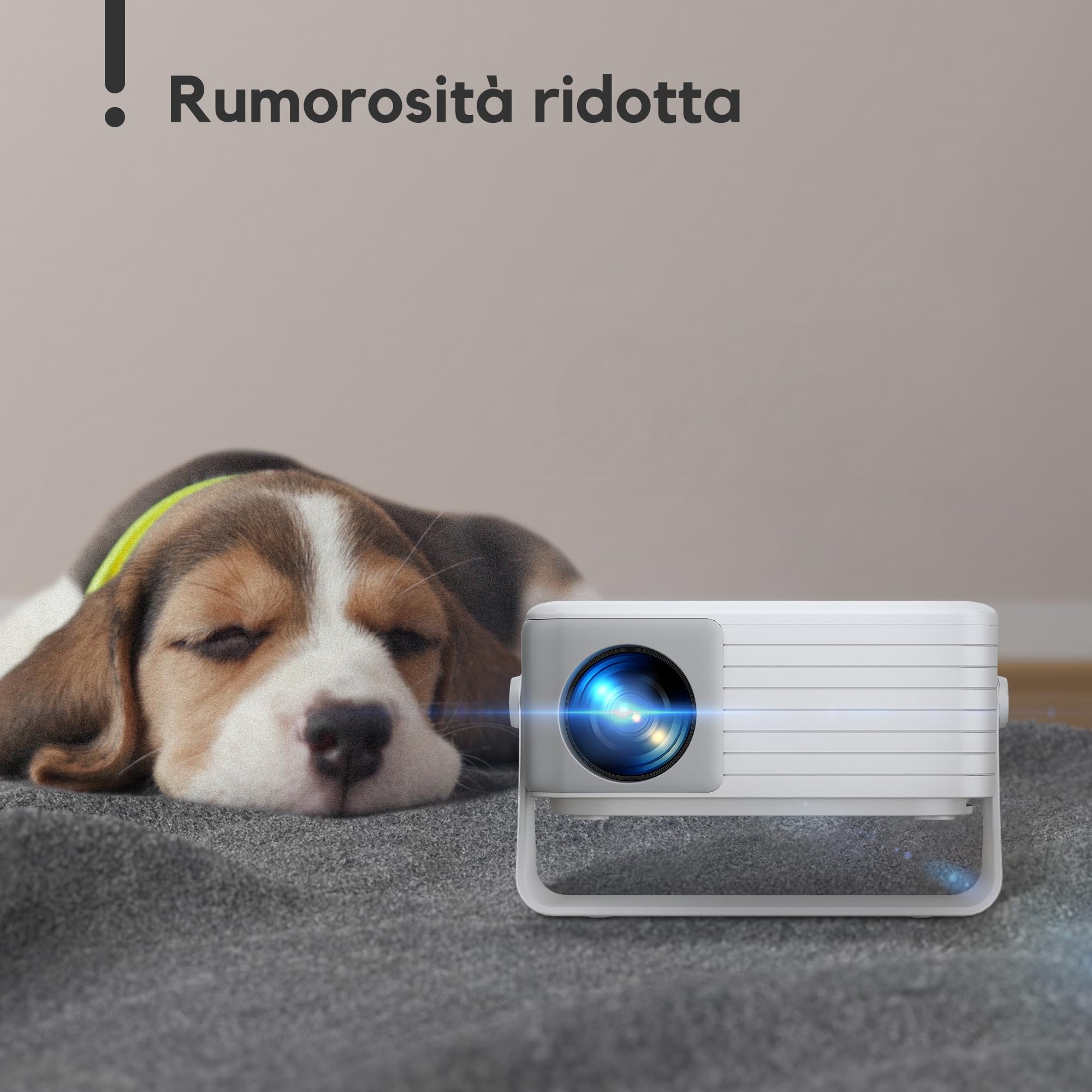 Mini Proiettore, AKIYO O1 Proiettore Portatile 15000 Lumens, 2025 Upgraded Videoproiettore 4K Supporto Full HD 1080P, Auto Keystone, Zoom 50%, Rotabile 360°, per Phone/TV Stick/HDMI/USB/TF