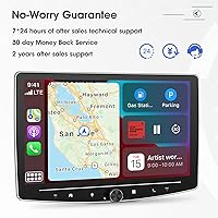 Vista 7 de [2G+64G] 10 pulgadas Android 13 pantalla táctil DIN simple coche estéreo giratorio Carplay Radio con cable/inalámbrico Carplay y Android Auto