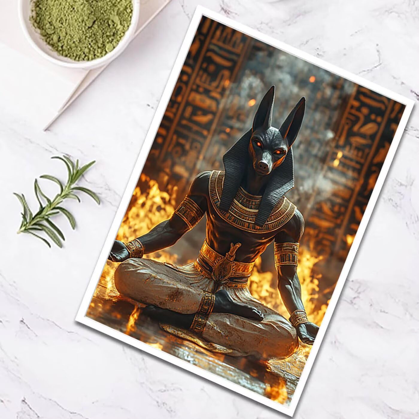 Anubis, Malowanie po numerach dla dorosłych i dzieci, malowanie po numerach dla dorosłych farbą akrylową i pędzlami, Egipt kolorowe płótno do malowania, 137 x 102 cm, artykuły plastyczne do dekoracji