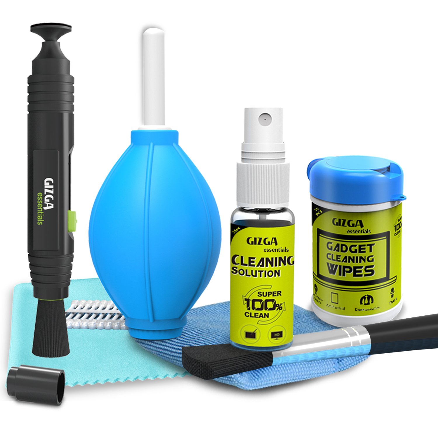 GIZGA ESSENTIALS Professional Lens Pen Cleaning Pro System + 6-in-1 Cleaning Kit + Professional Wipes for Cameras and Sensitive Electronics (Combo 104)