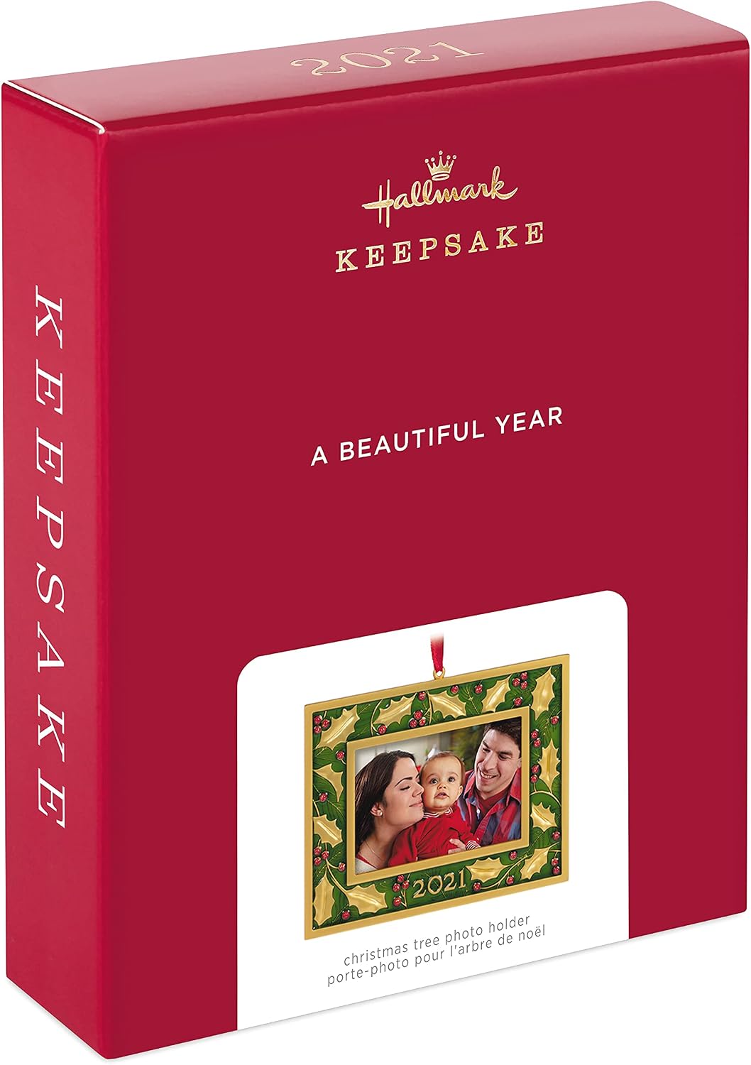Hallmark Keepsake Christmas Ornament, Year Dated 2021, A Beautiful Year Holly Photo Frame, Metal