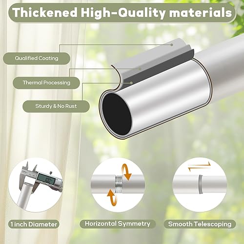 Miniatura 3 de Ycolnaefllr Barra de cortina doble de 1 pulgada de diámetro, barras de cortina dobles para ventanas de 72 a 144 pulgadas, barra de cortina doble