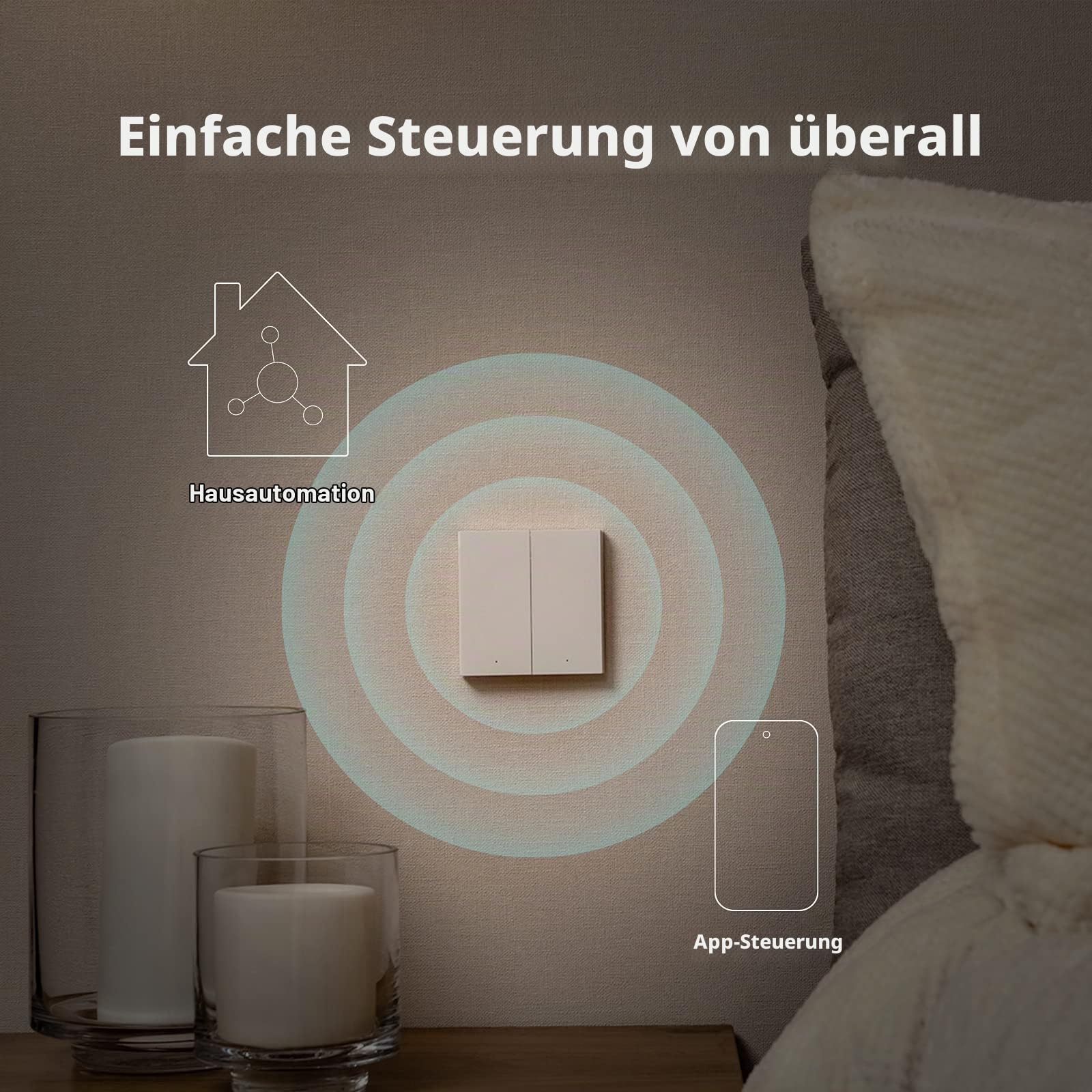 Aqara Smarter Lichtschalter H1 EU (mit Neutralleiter, Doppelwippe), Ausgestattet mit Zigbee 3.0, Aqara Hub, Fernbedienungsschalter, Kompatibel mit Alexa, HomeKit, Google Assistant, IFTTT, weiß