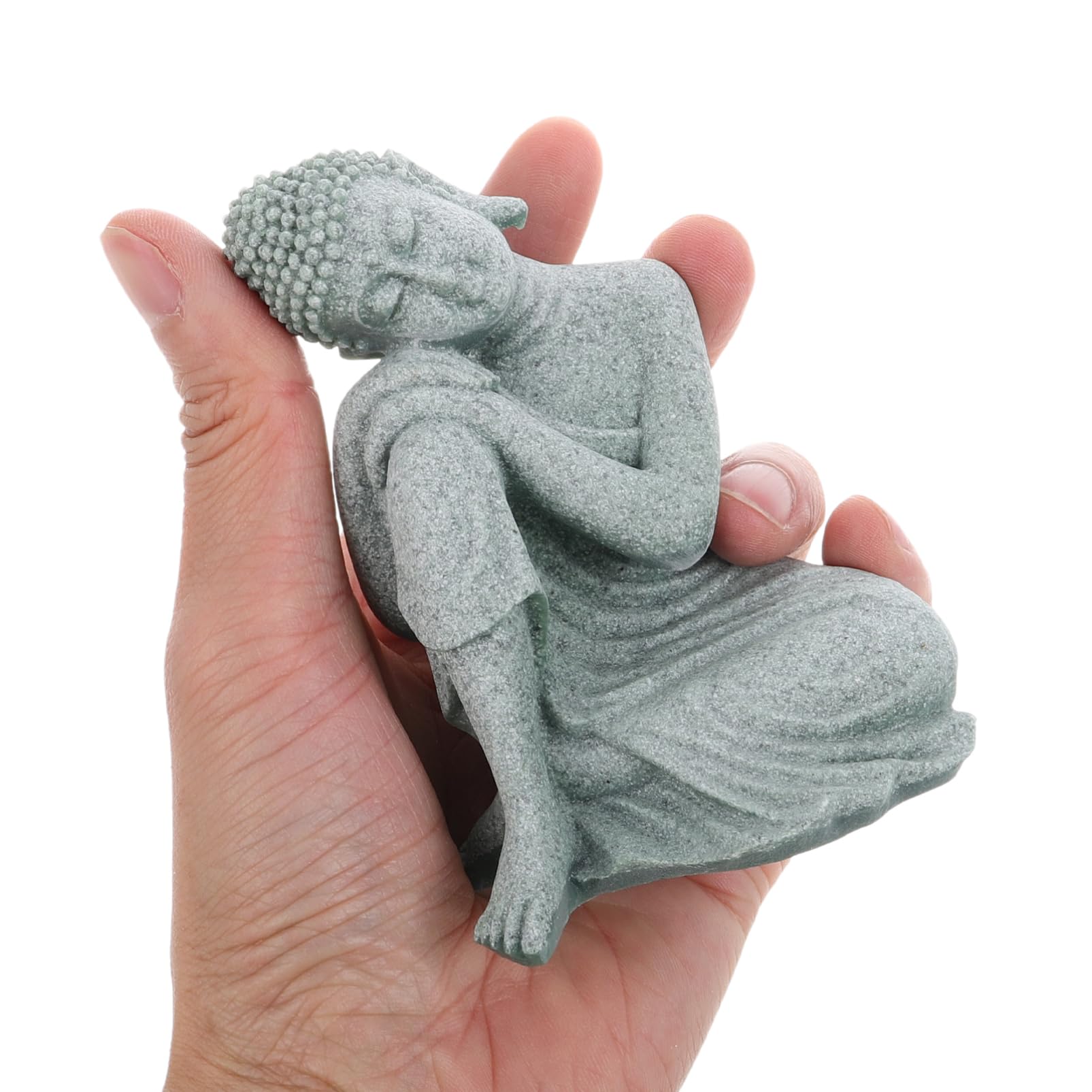 Cabilock 3 Stück Buddha Figuren aus Naturstein für Zuhause und Büro | Zen Dekoration für Schreibtisch, Yoga Studio und Aquarium, Sitzende Statuen im Dreierpack
