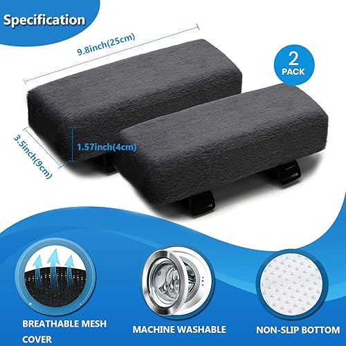 Miniatura 2 de Big Ant Reposabrazos de felpa para silla, cojines para codo, alivio de presión, silla de oficina para juegos, paquete de 2 reposabrazos con