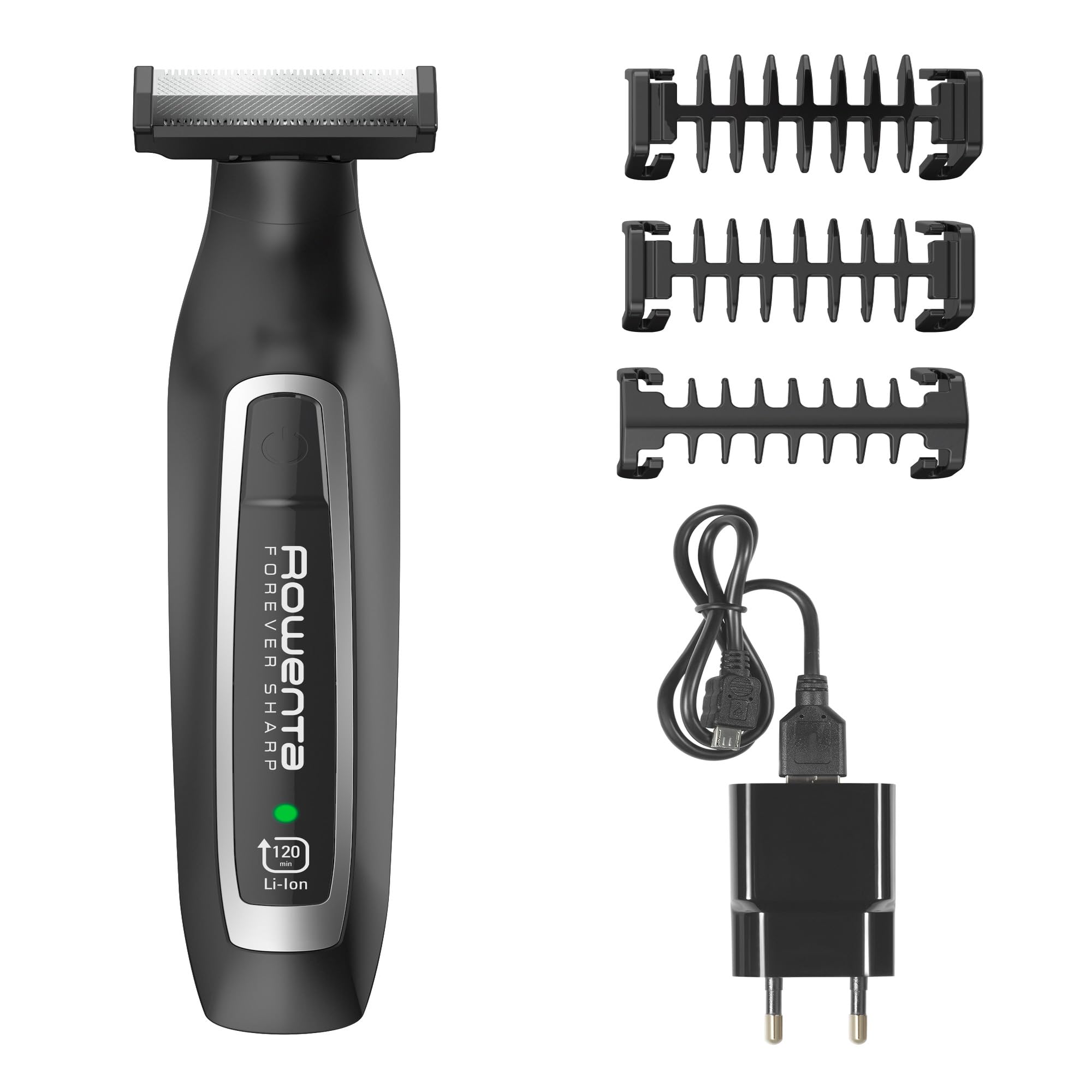ROWENTA | Forever Sharp Tondeuse Barbe Hybride 3en1 | Tailler Styliser Raser Aucun Remplacement De Lame Nécessaire Lames En Acier Inoxydable Tête Amovible Autonomie 120 min Wet & Dry TN6000F5