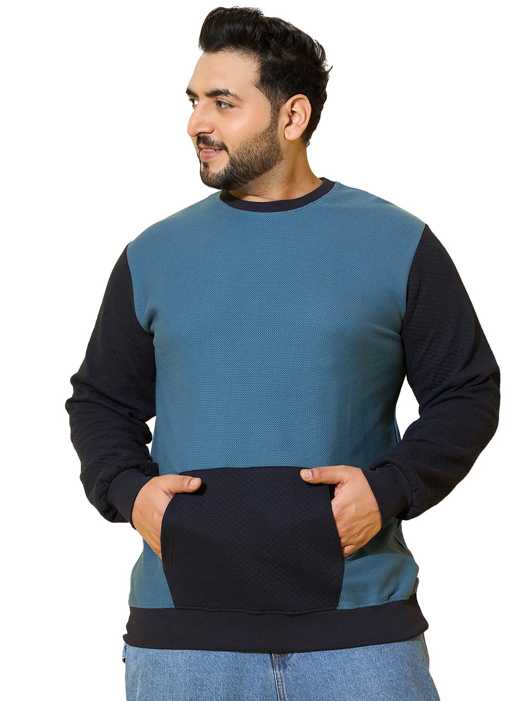 bigbanana Men Plus Size Multicolor Colorblock Full Sleeve Sweatshirt-picture-43