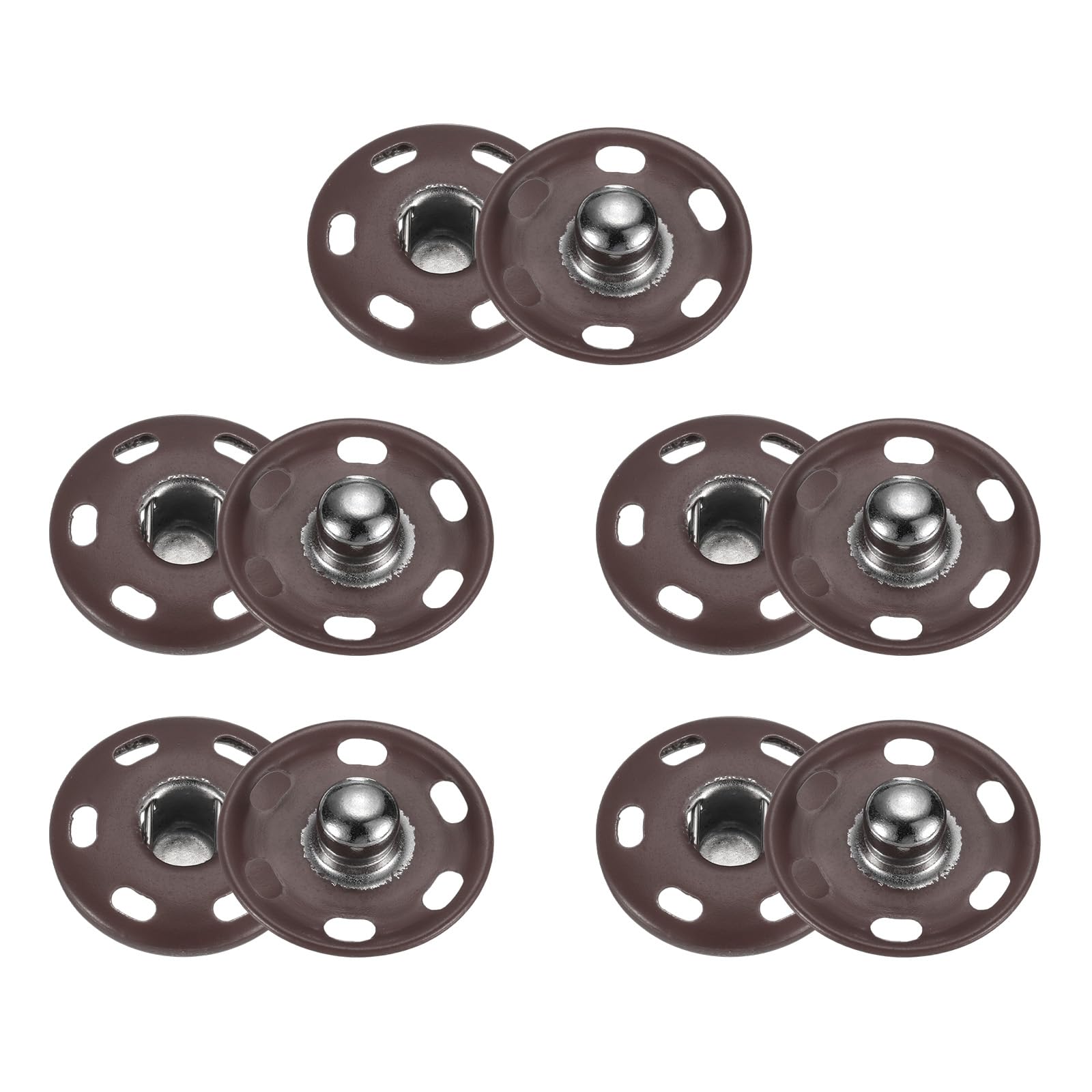 HARFINGTON Juego de 5 botones a presión de metal de 19 mm para coser a presión para cierre, bolso, ropa, costura, manualidades, color café