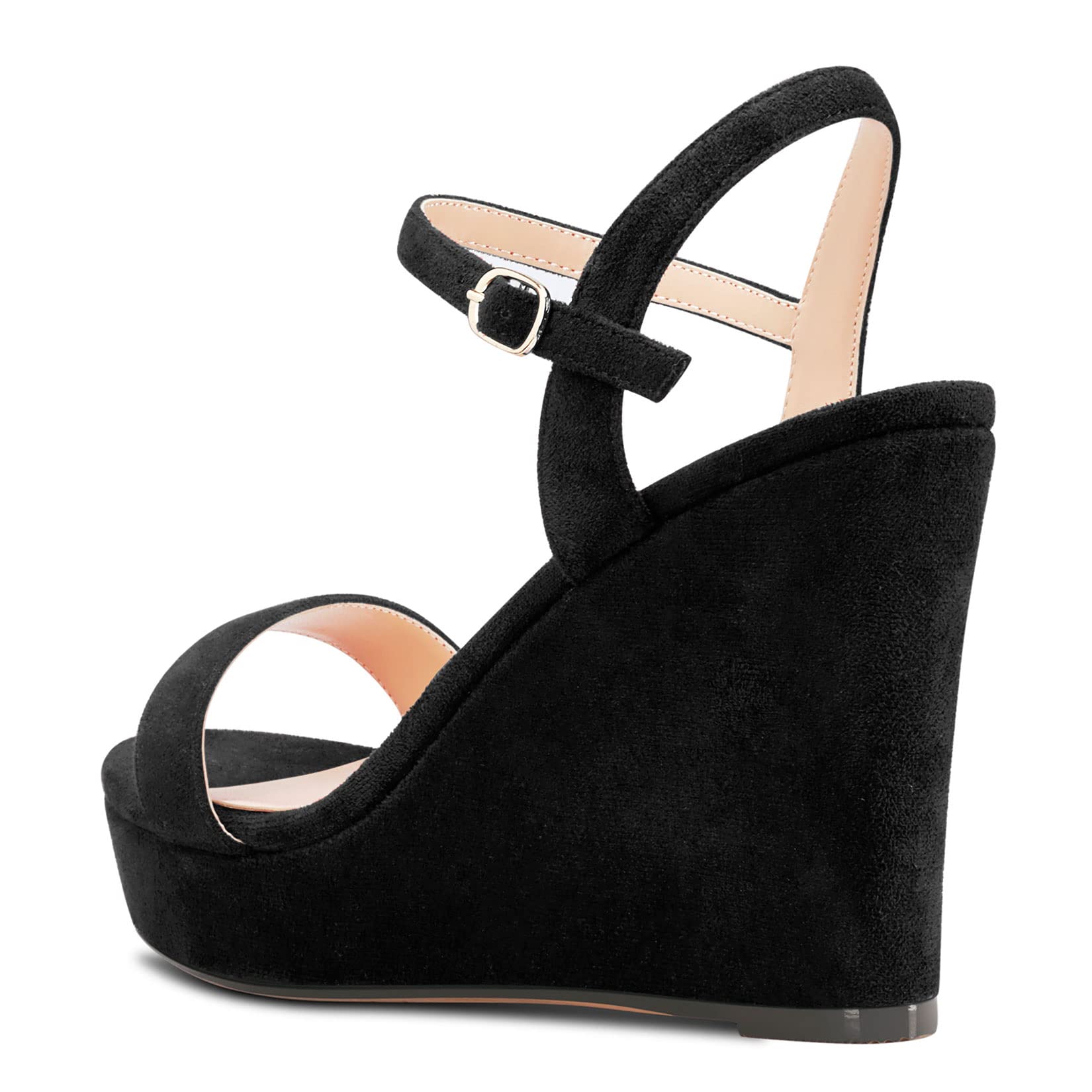 NobleOnly Mujer Alto High Heel cuña esparto Plataforma Correa Tobillo Sandalias Slingback Abierta Punta Sexy Cute Fiesta 10 CM Heels