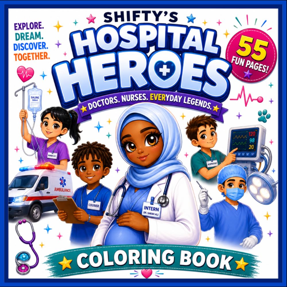 Shifty Hospital Heroes Coloring Book: 55 Fun Pages of Healthcare Adventures