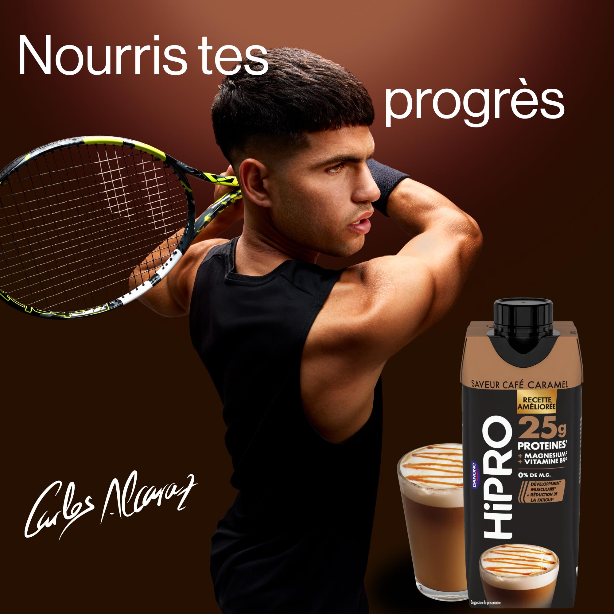 Hipro - Boisson protéinée goût caramel café - 330ml - Lot de 8x330ml