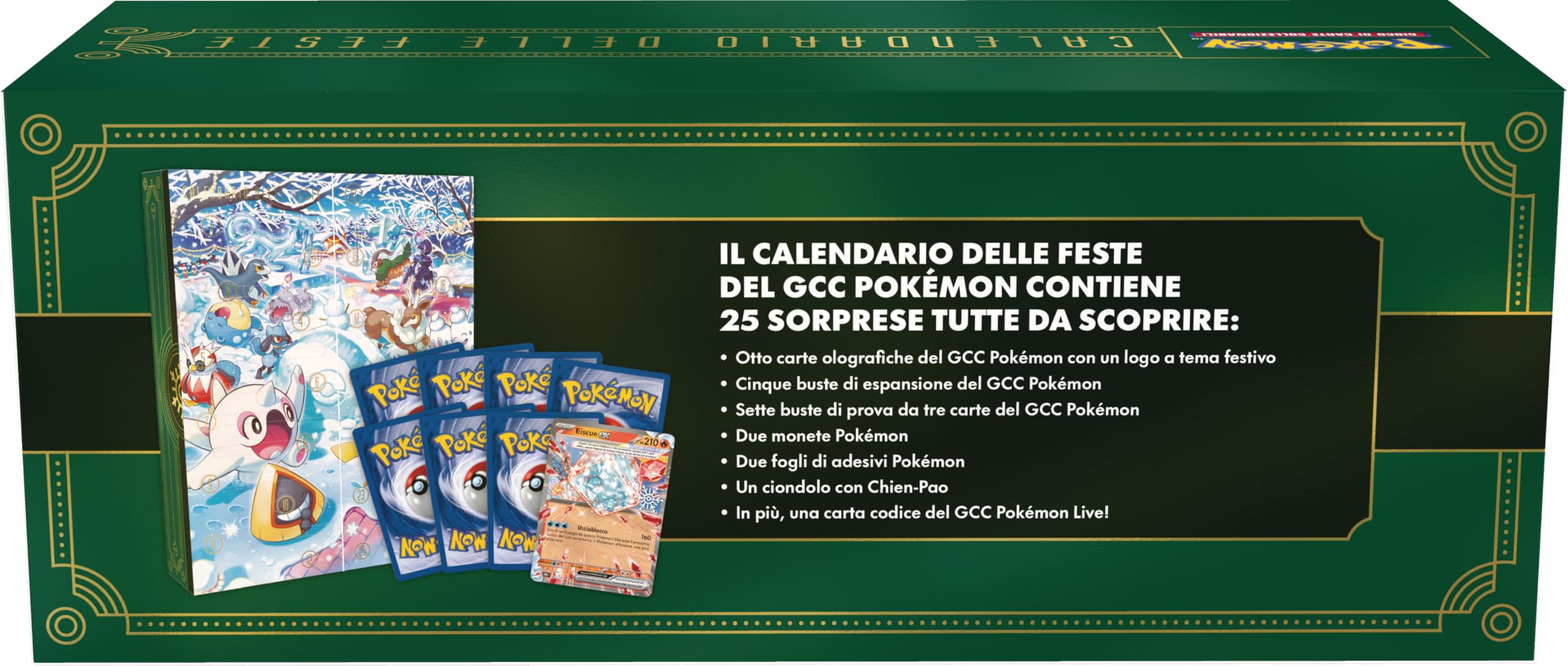 GCC Pokémon: calendario delle feste (otto carte promozionali olografiche, cinque buste di espansione e tanto altro)