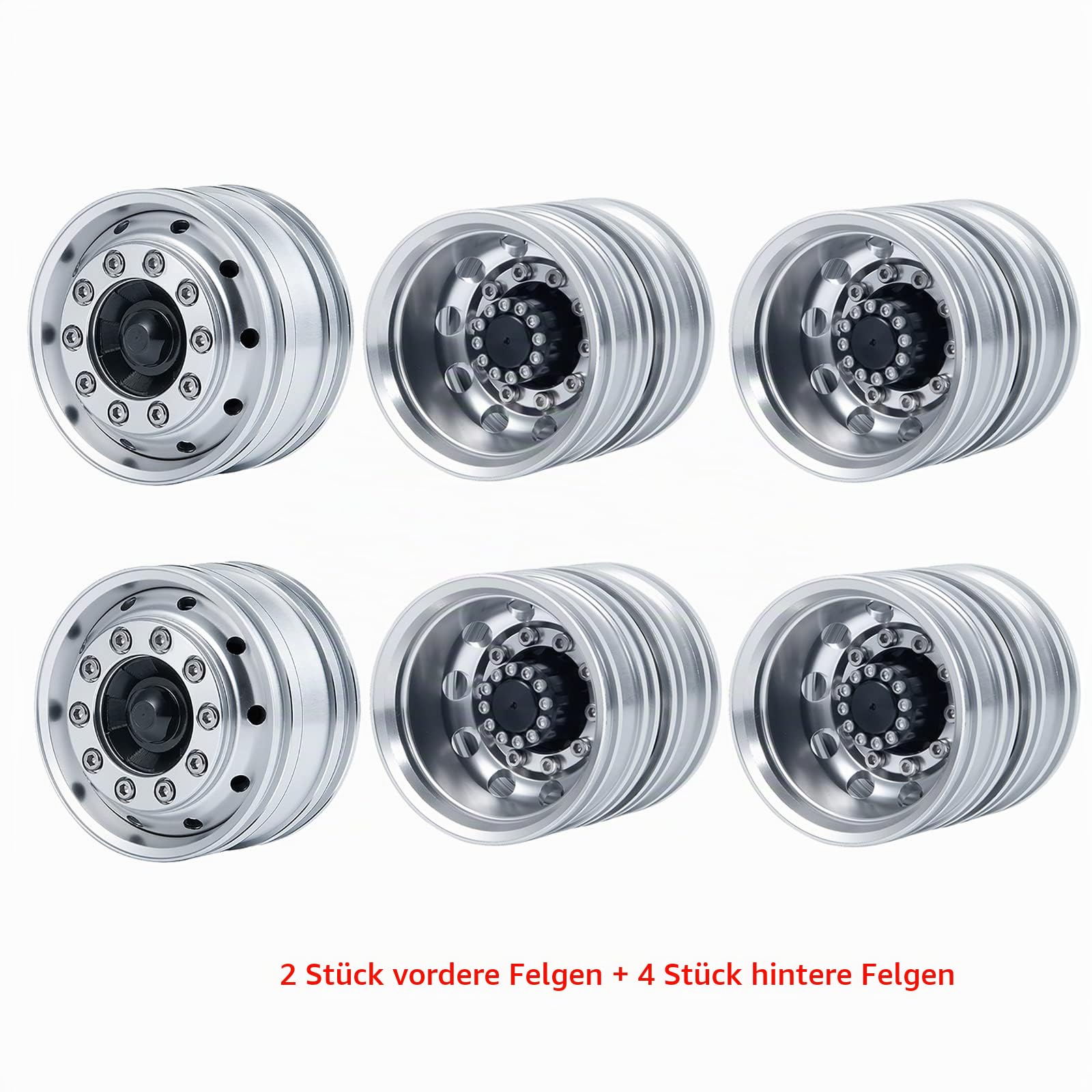 AXspeed 1/14 Vorderrad-Felgen-Set, 2 Vorderseite Radnaben und 4 Hinterräder Felgen für Amiya Tractor Truck Climbing Trailer Cargo Car