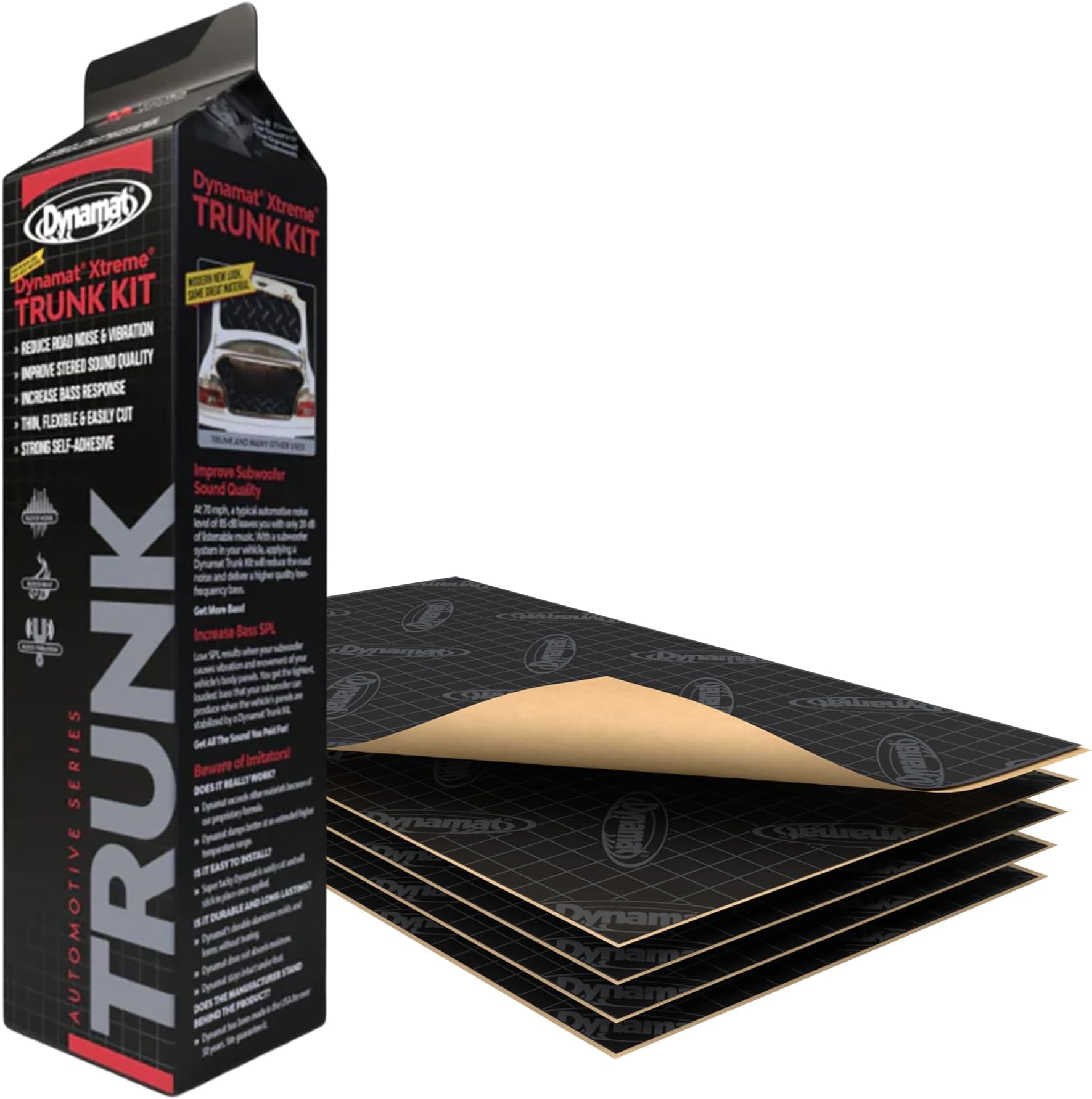 19405 18" X 32" X 0.067" Thick Self-Adhesive Sound Deadener With Xtreme Trunk Kit, (Set Of 5)