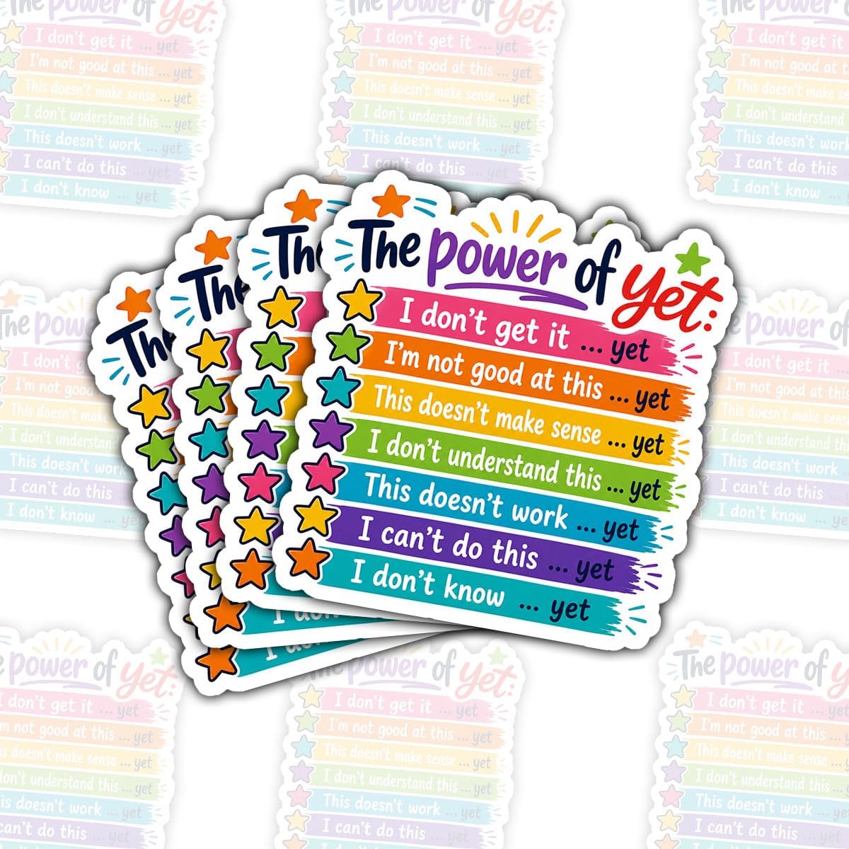 (3Inch) 4Pcs Growth Mindset Stickers, Motivational Teacher Stickers