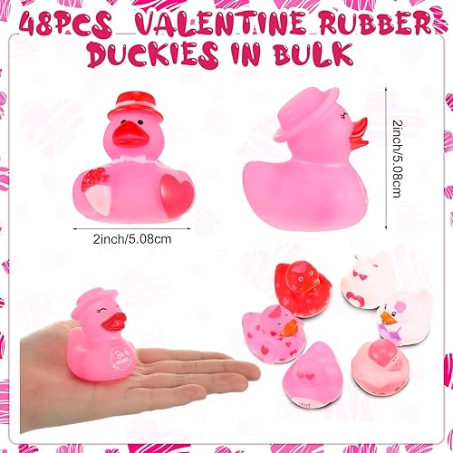 Miniatura 2 de Simgoing Patos de goma de San Valentín de 2 pulgadas a granel para el día de San Valentín pequeños patos de goma para piscina, bañera, juguetes de