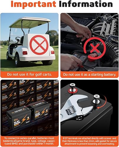 Miniatura 8 de Batería de litio LiFePO4 de 12 V 300 Ah, batería LiFePO4 de ciclo profundo para RV con protección a baja temperatura, BMS de 200 A, 3840 Wh, ciclos