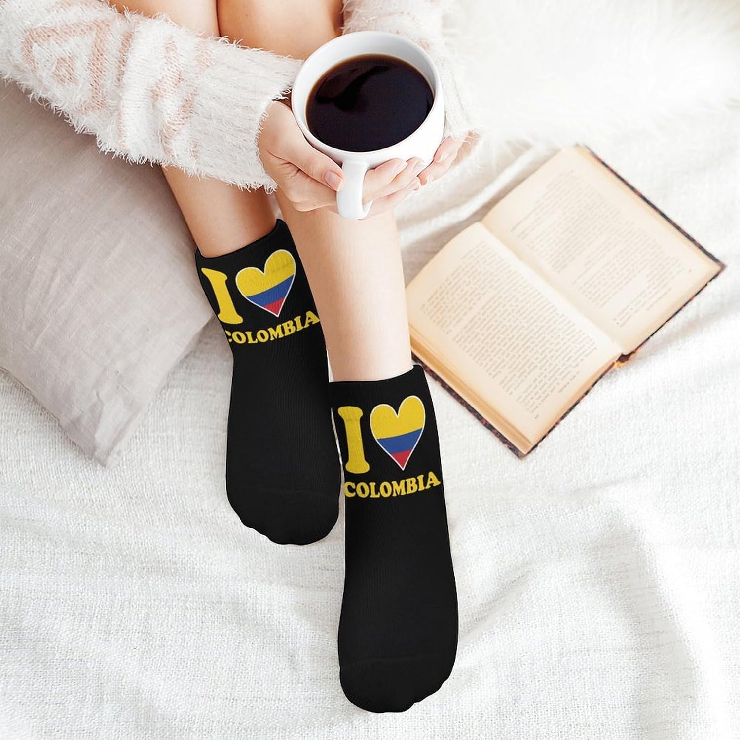 I Love Colombia Flag Ankle Socks for Men Women Low Cut Crew Sock Casual Sports Clothing