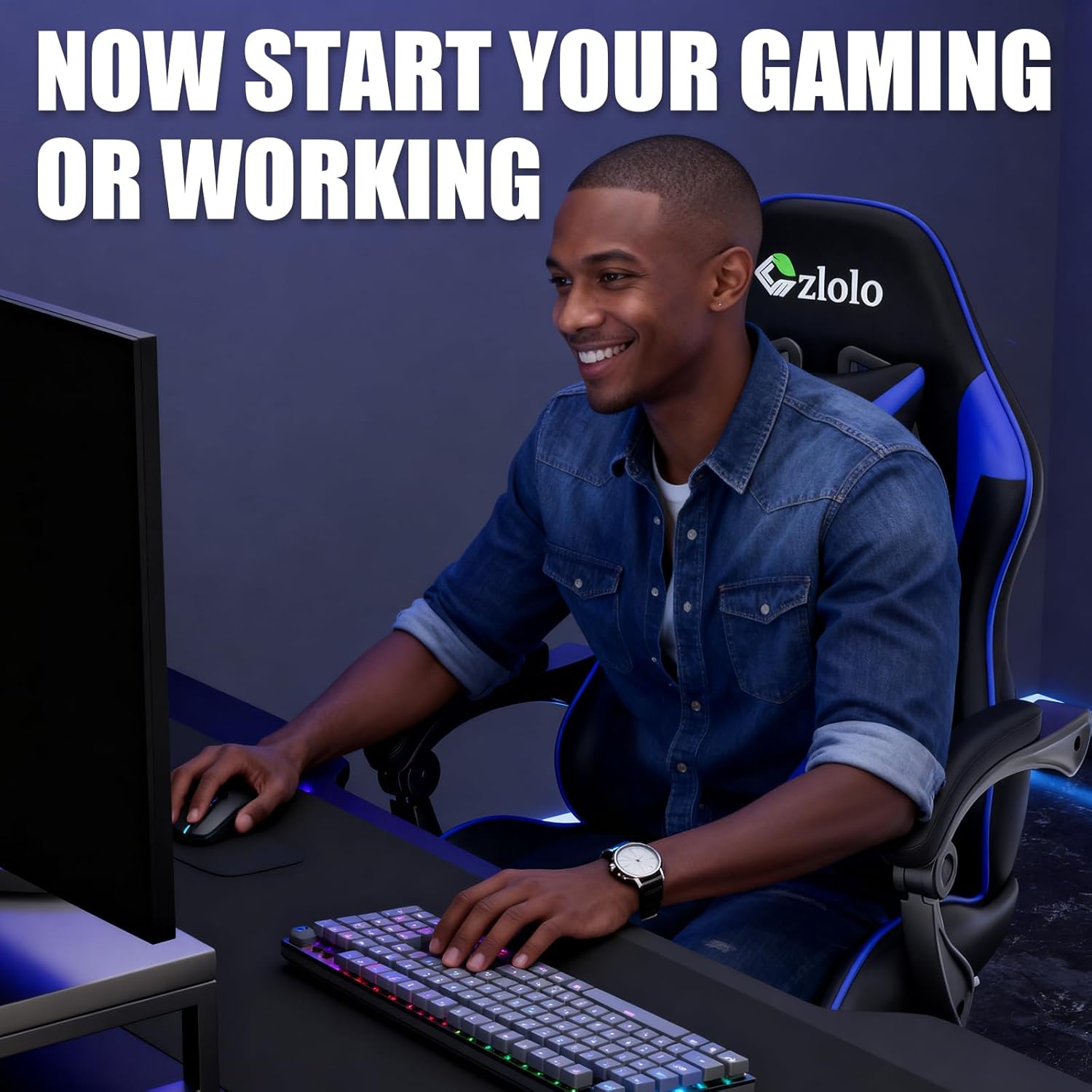 Close-up of the Czlolo Gaming Chair's lumbar massager