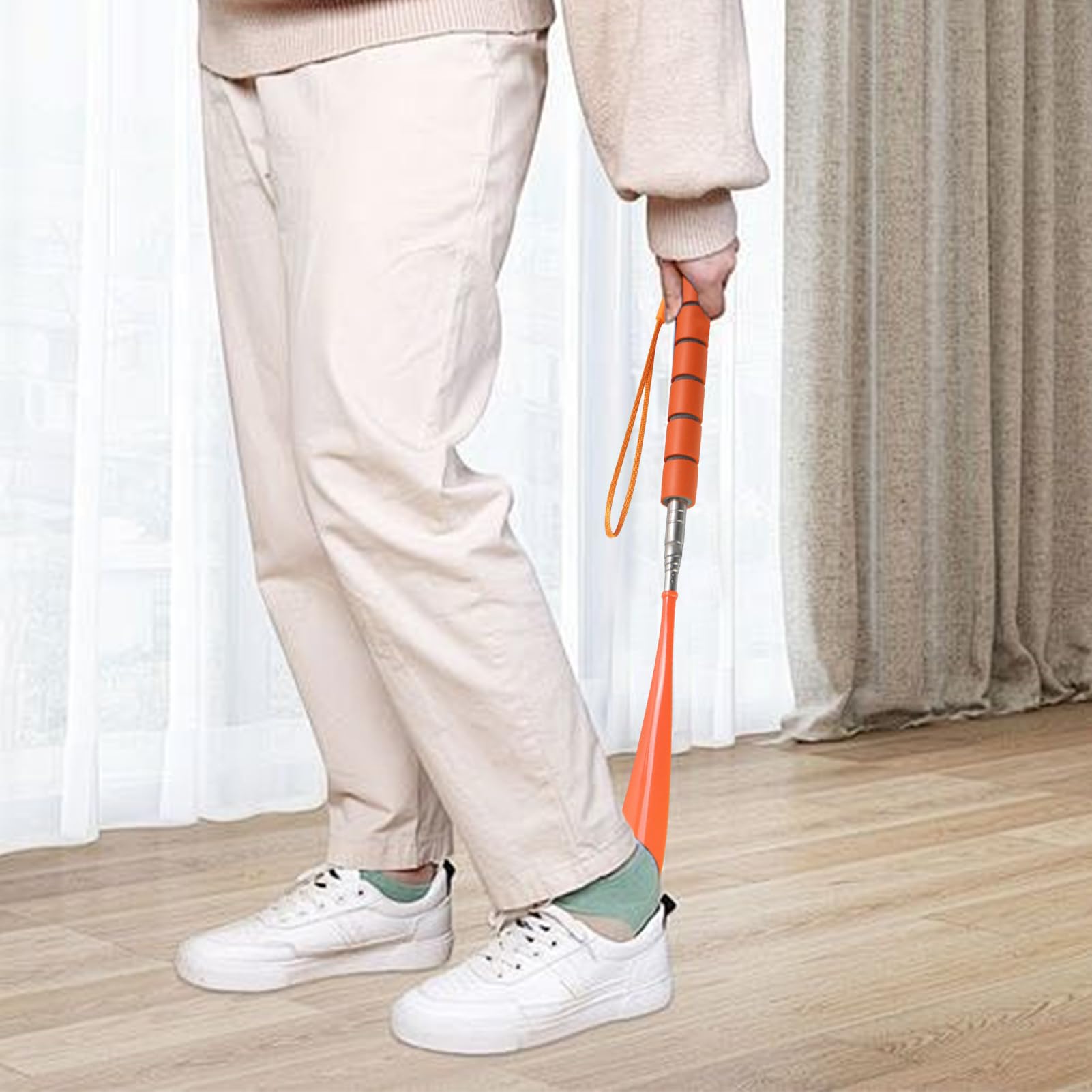 Chausse-pied Long Télescopique En Inox - Longueur 30,5 à 70 Cm, Poignée Confortable, Couleur Au Choix