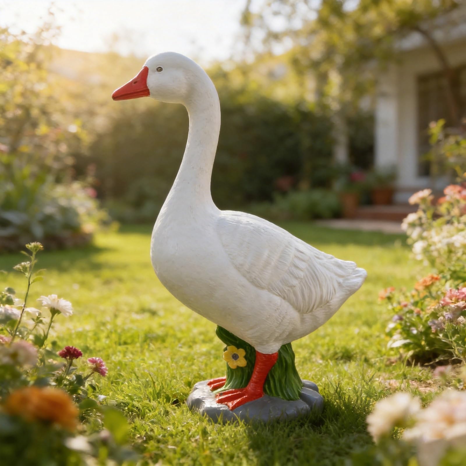 Sohodoo Porch Goose, Large Porch Goose Statue, Brighten Your Outdoor Space, Enhance Your Porch, Balcony, Lawn, Yard and Garden Decoration, Unique Housewarming Gift(B)