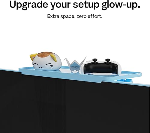 Miniatura 3 de Pixio 12 inch Blue Monitor Storage Top Shelf - Adjustable Platform, Universal Fit, Holds Up to 13lbs, Works on TV, Flat, Curved Monitors, Storage