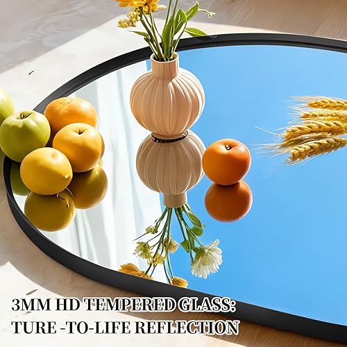 Miniatura 5 de Espejo ovalado de longitud completa, espejo de pared de 65 x 22 pulgadas con marco de metal, ultra transparente, a prueba de explosiones, decoración