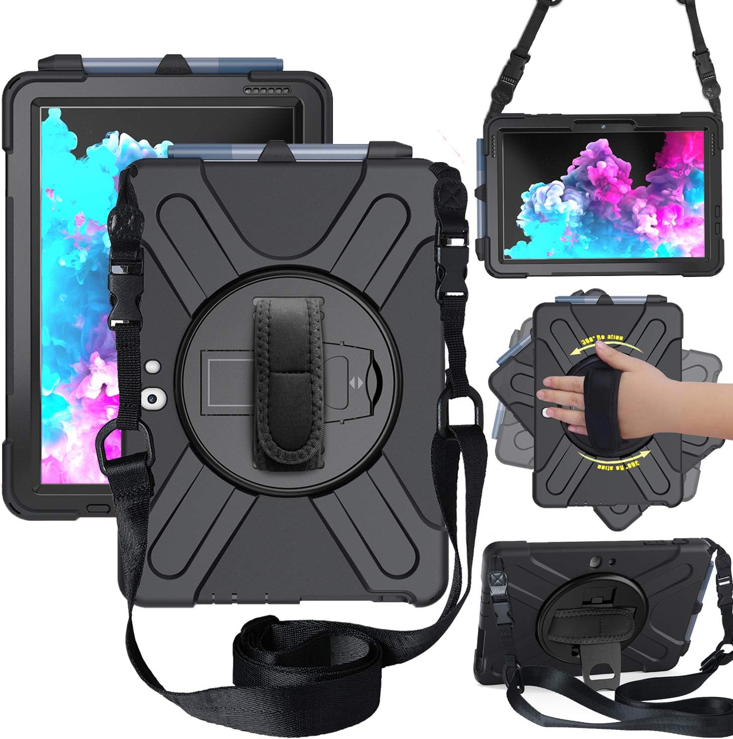 CWNOTBHY Case for Microsoft Surface Go 3 / Surface Go 2 10.5 Inch/Surface Go 10 Inch, Heavy Duty Protective Case, Not Compatible with Type Cover Keyboard, Black