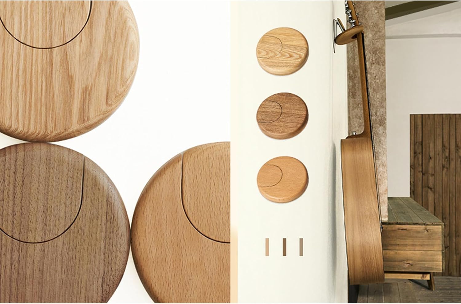 Modern Minimalists Guitar Basses Wall Hanger Premium Wood Metal Materials Safe Storage Easy Setups Home Use Premium Wood and Metal Hook for Eavy Duty Hanger