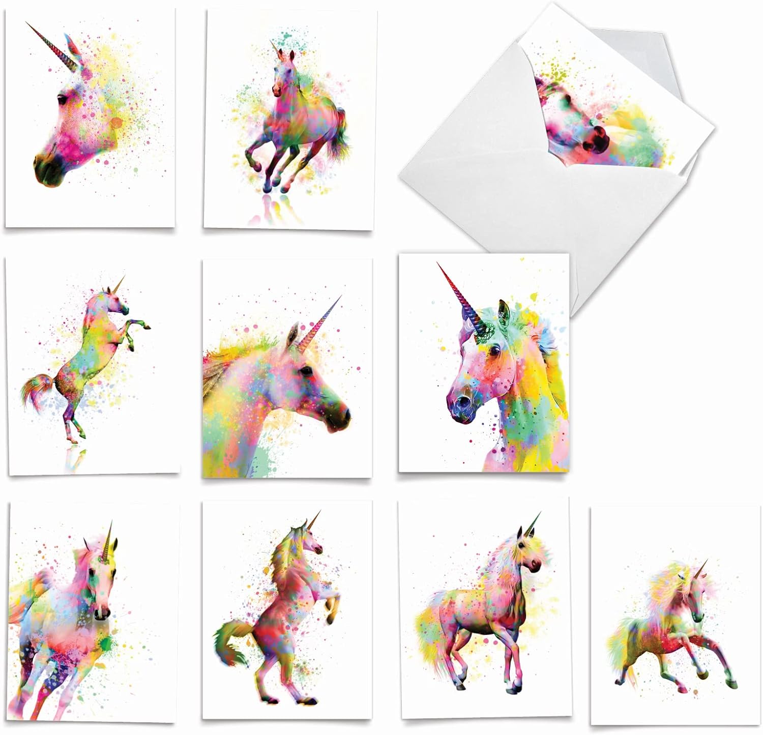 The Best Card Company Assorted Funny Wildlife Watercolor Blank Greeting Card Box Set - Incl. 10 Unique Notecards Designs Envelopes For Thank You, Invitations - Animal's Day Off AM6670OCB-B1x10
